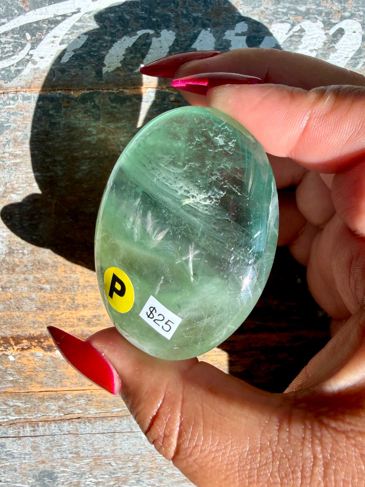 Gorgeous Rainbow Fluorite Palm Stone | Opt P