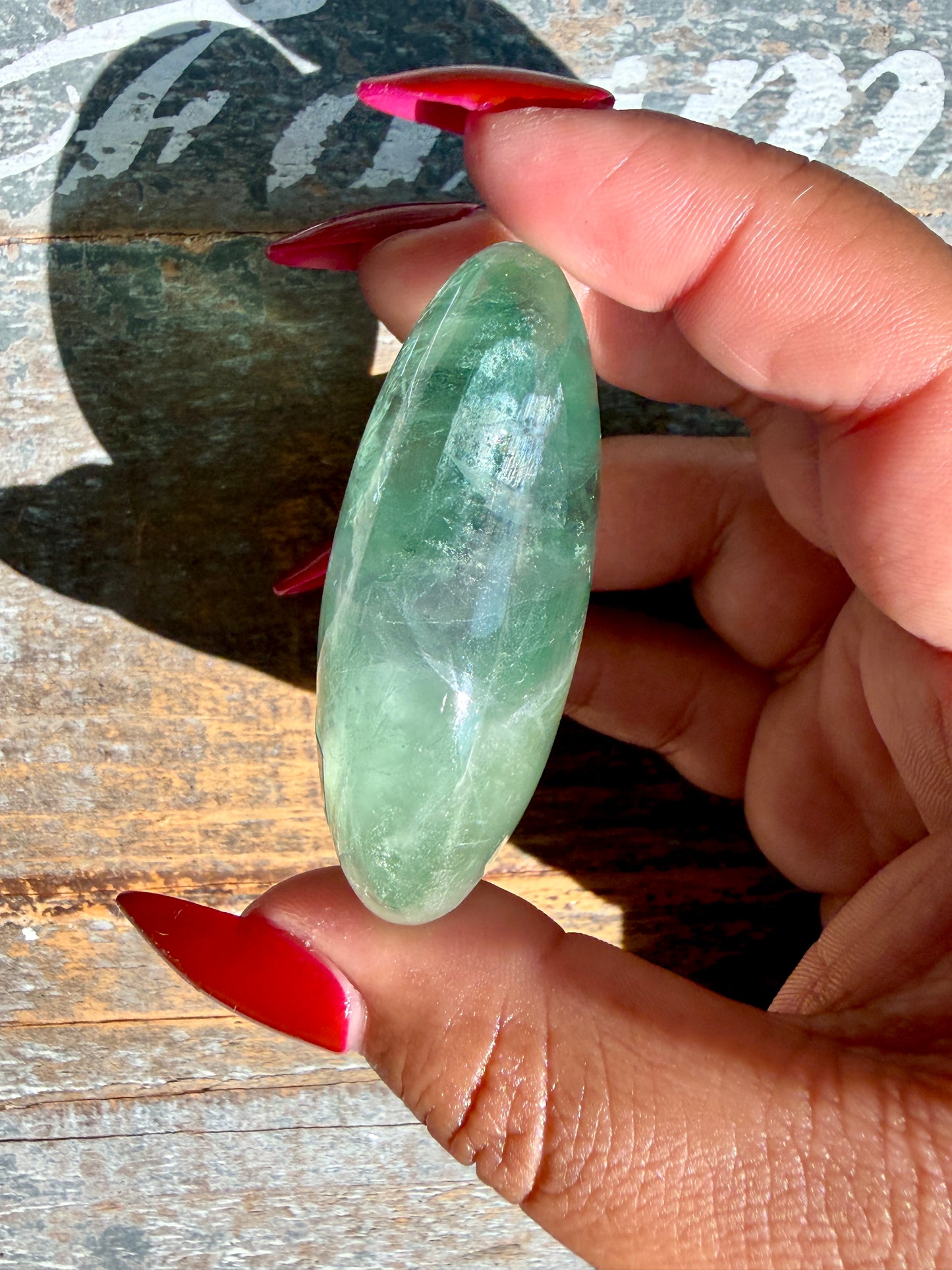 Gorgeous Rainbow Fluorite Palm Stone | Opt P