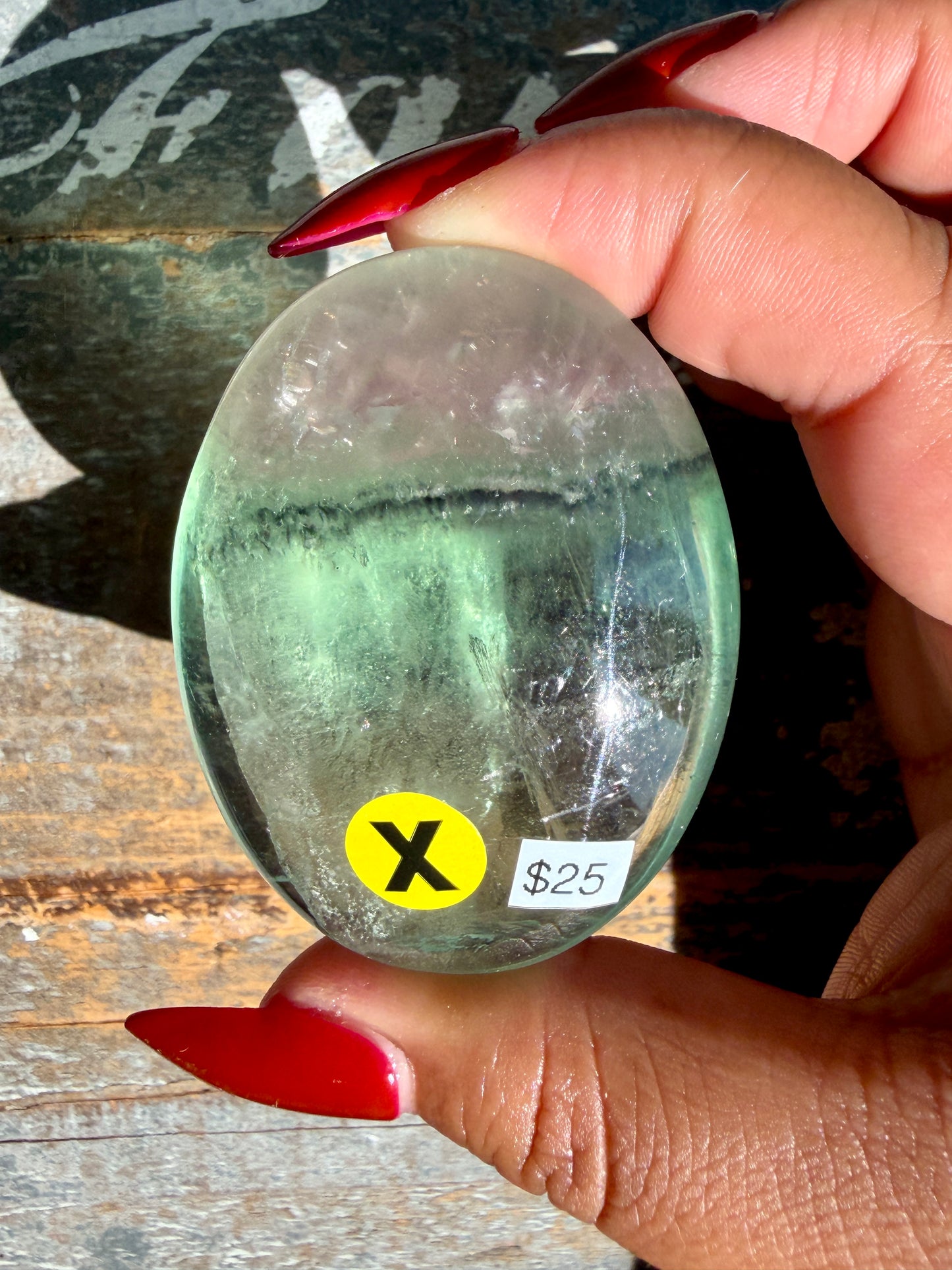 Gorgeous Rainbow Fluorite Palm Stone | Opt X