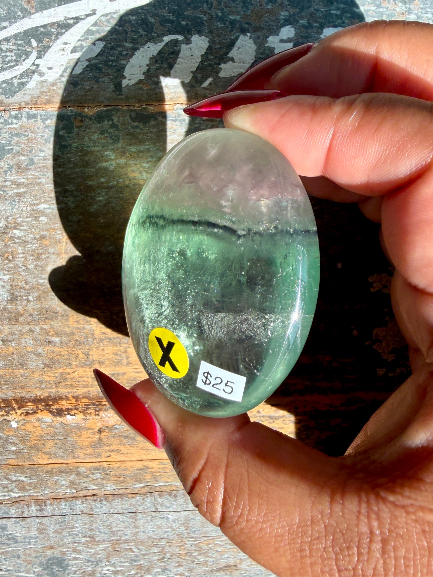 Gorgeous Rainbow Fluorite Palm Stone | Opt X