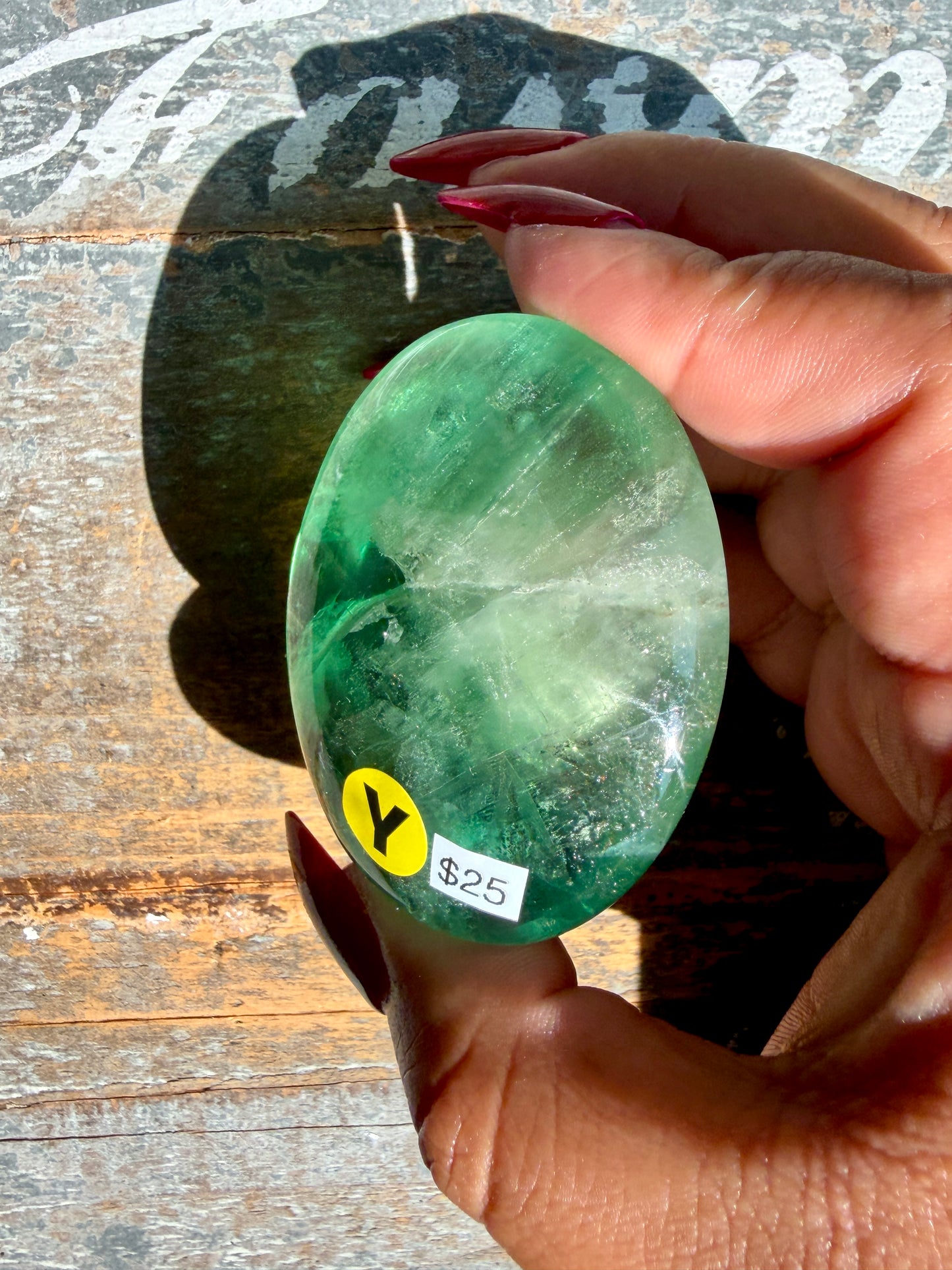 Gorgeous Rainbow Fluorite Palm Stone | Opt Y