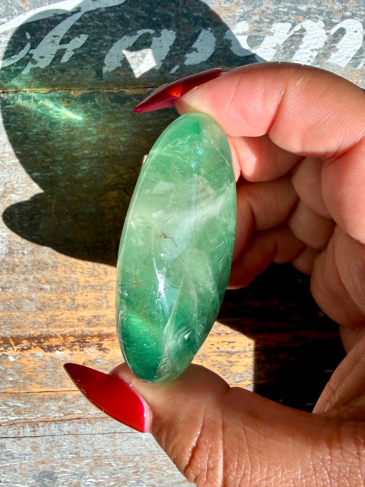 Gorgeous Rainbow Fluorite Palm Stone | Opt Y