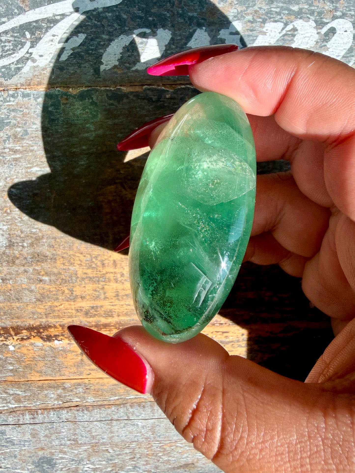 Gorgeous Rainbow Fluorite Palm Stone | Opt Y