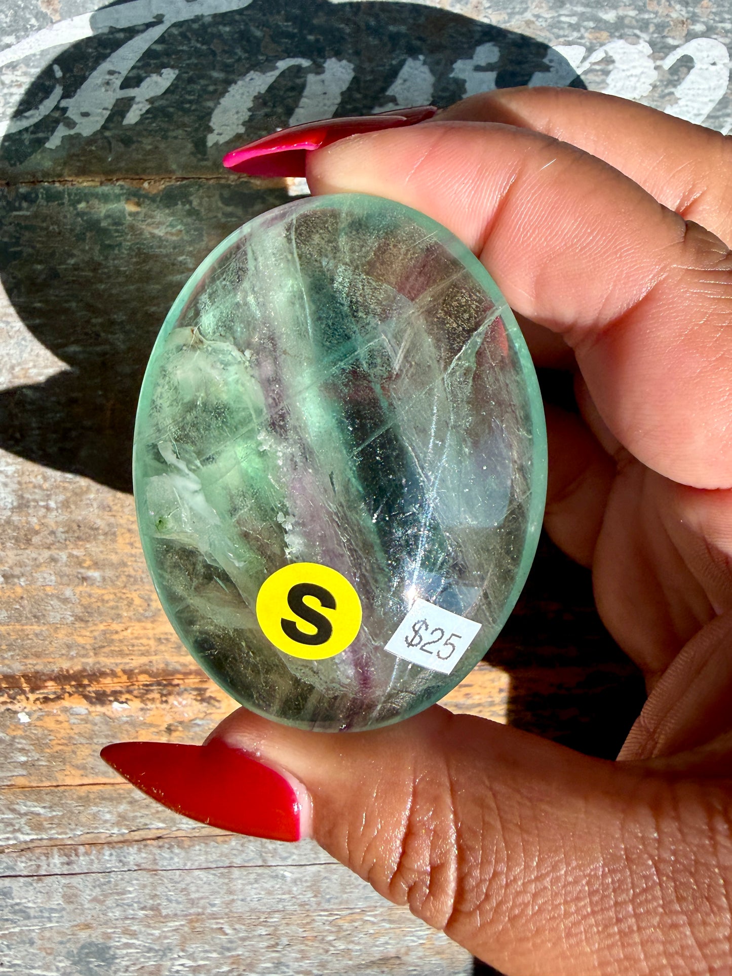 Gorgeous Rainbow Fluorite Palm Stone | Opt S