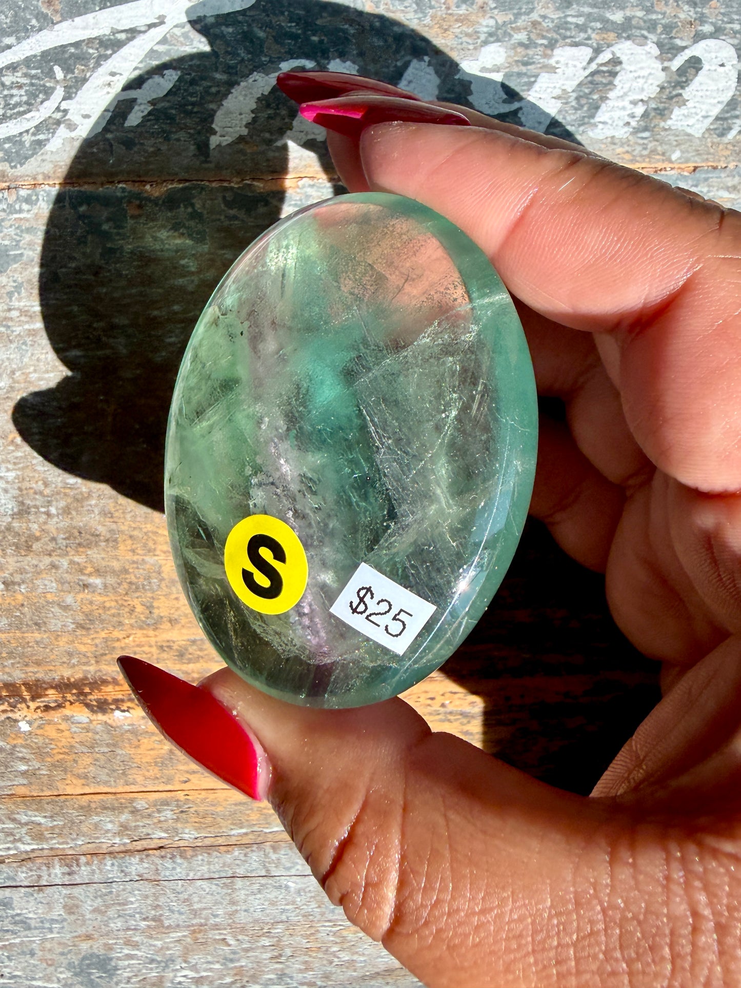 Gorgeous Rainbow Fluorite Palm Stone | Opt S