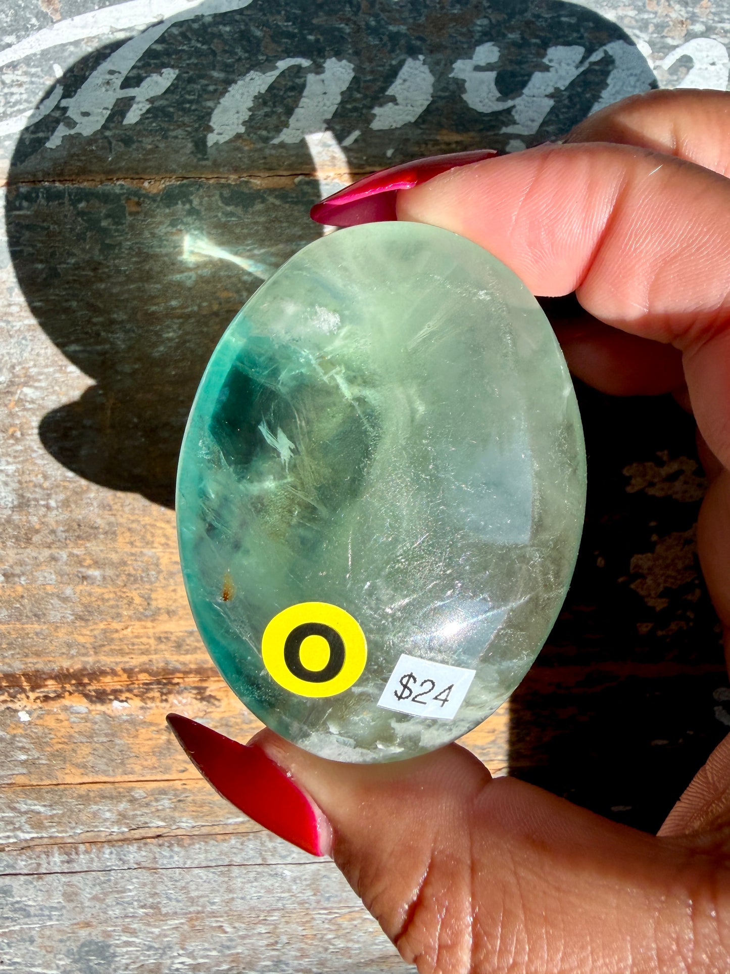 Gorgeous Rainbow Fluorite Palm Stone | Opt O