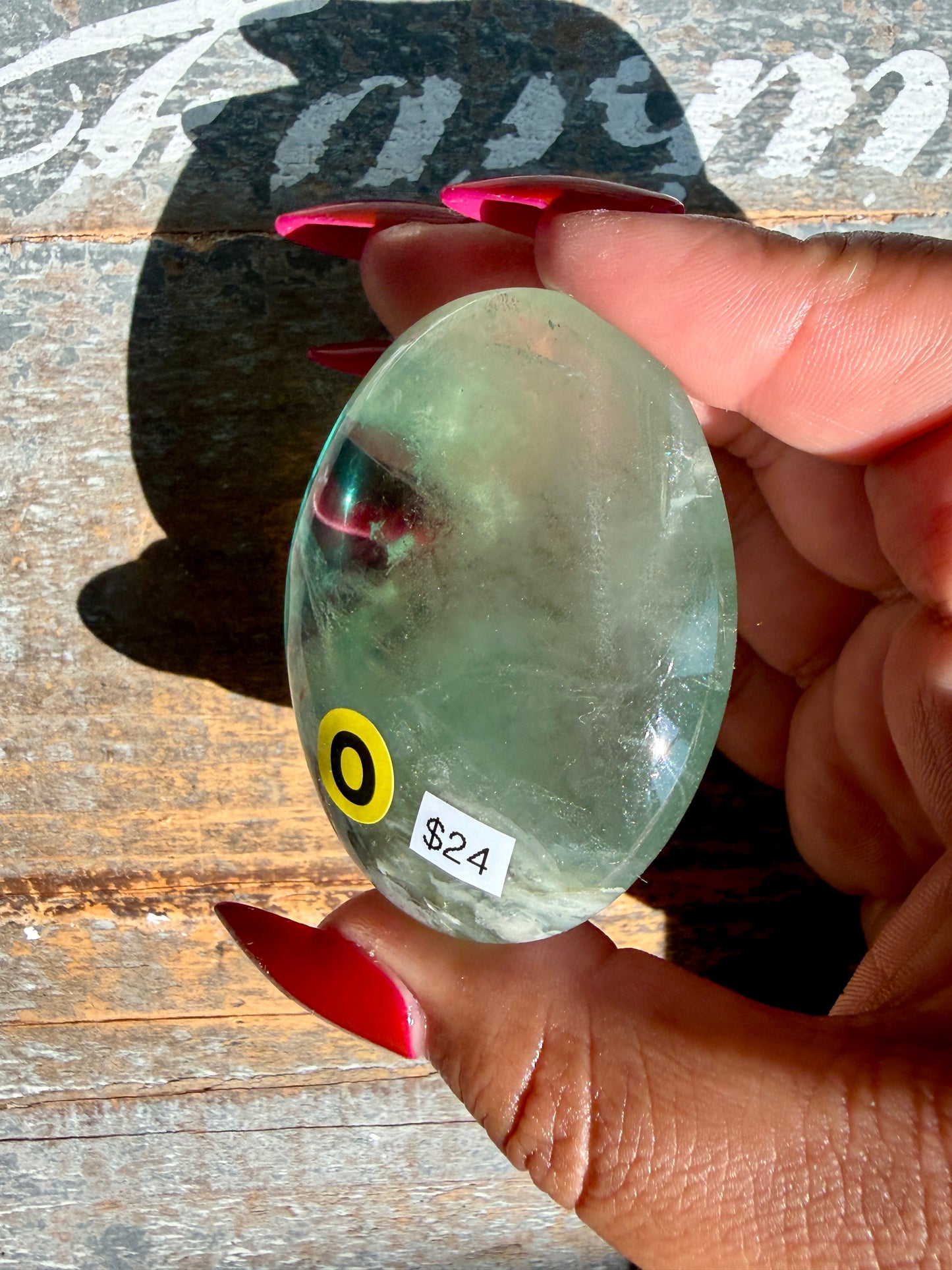 Gorgeous Rainbow Fluorite Palm Stone | Opt O