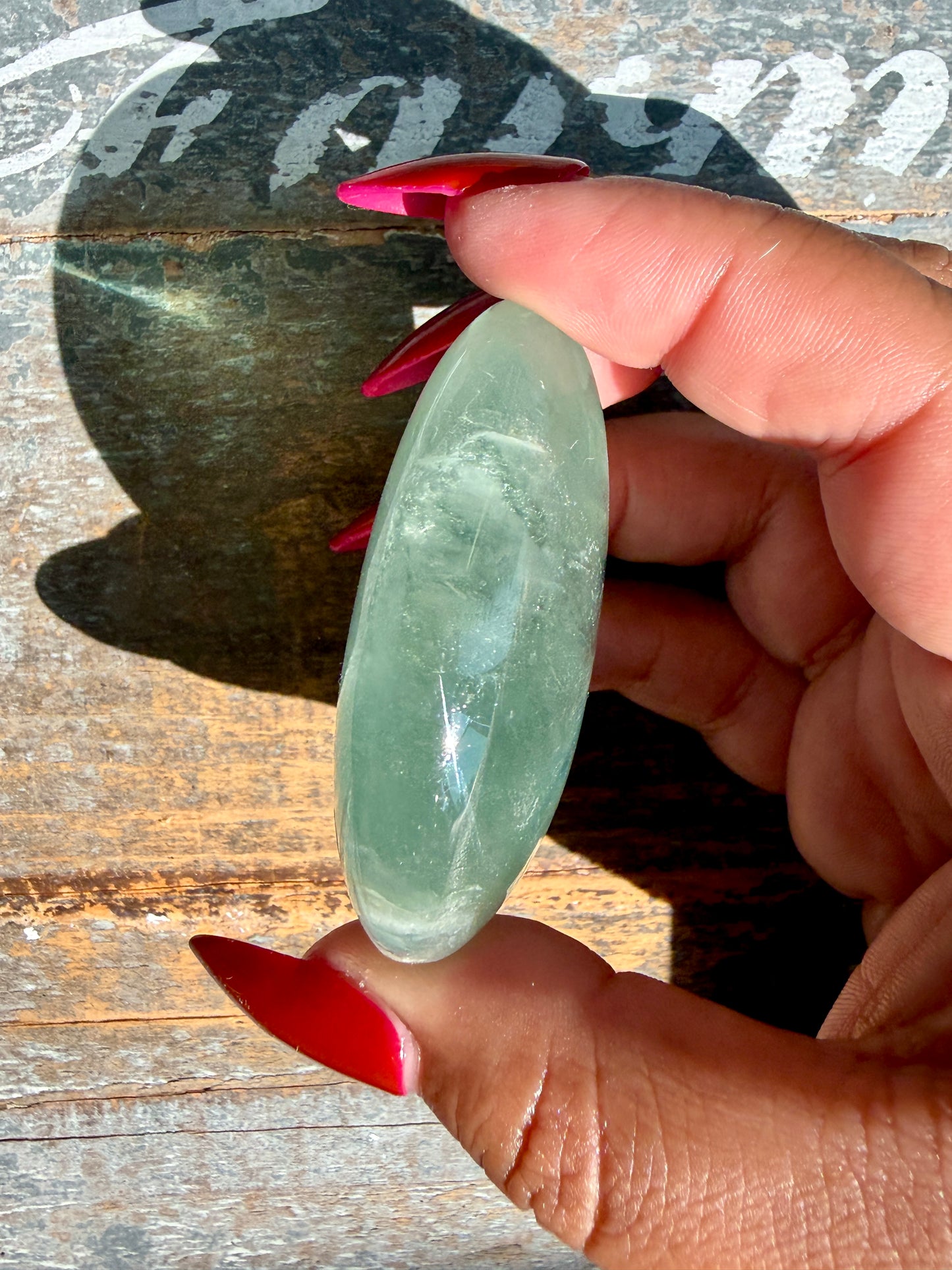 Gorgeous Rainbow Fluorite Palm Stone | Opt O