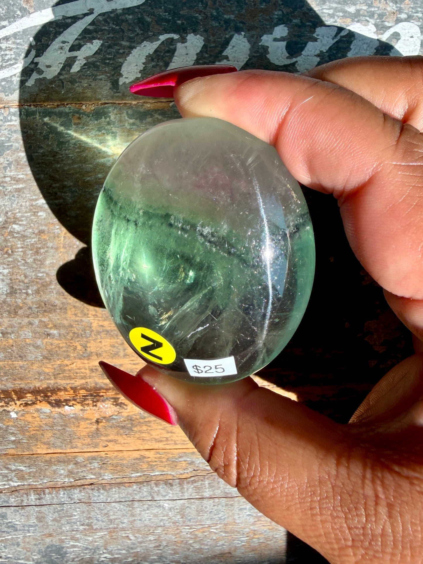 Gorgeous Rainbow Fluorite Palm Stone | Opt Z