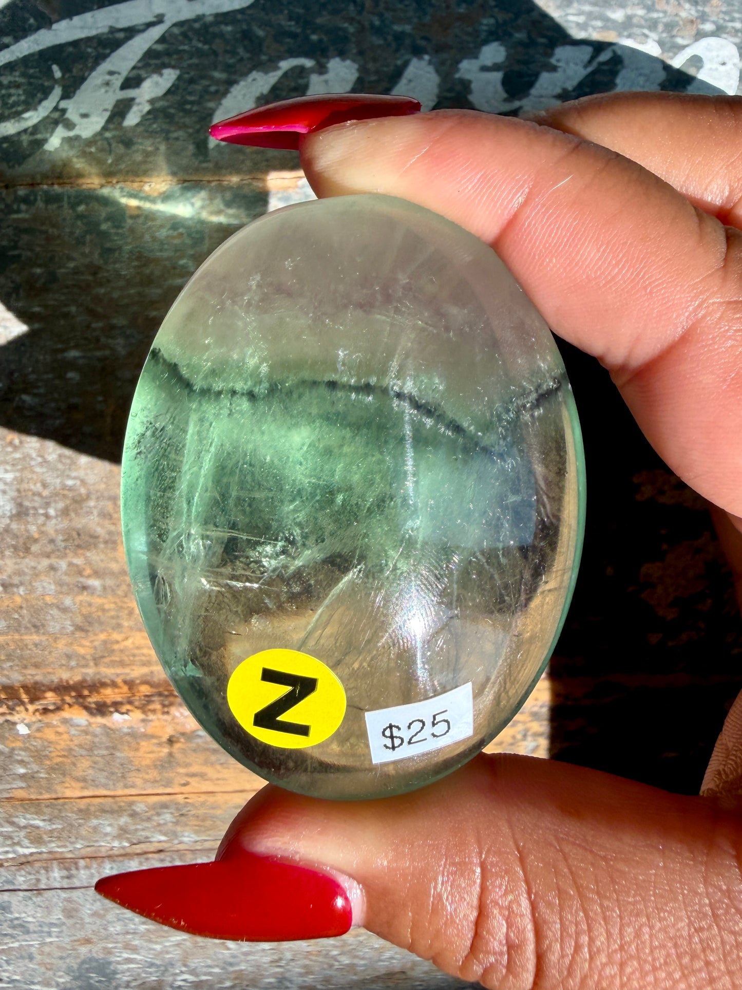 Gorgeous Rainbow Fluorite Palm Stone | Opt Z