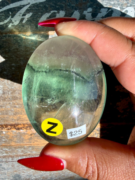 Gorgeous Rainbow Fluorite Palm Stone | Opt Z