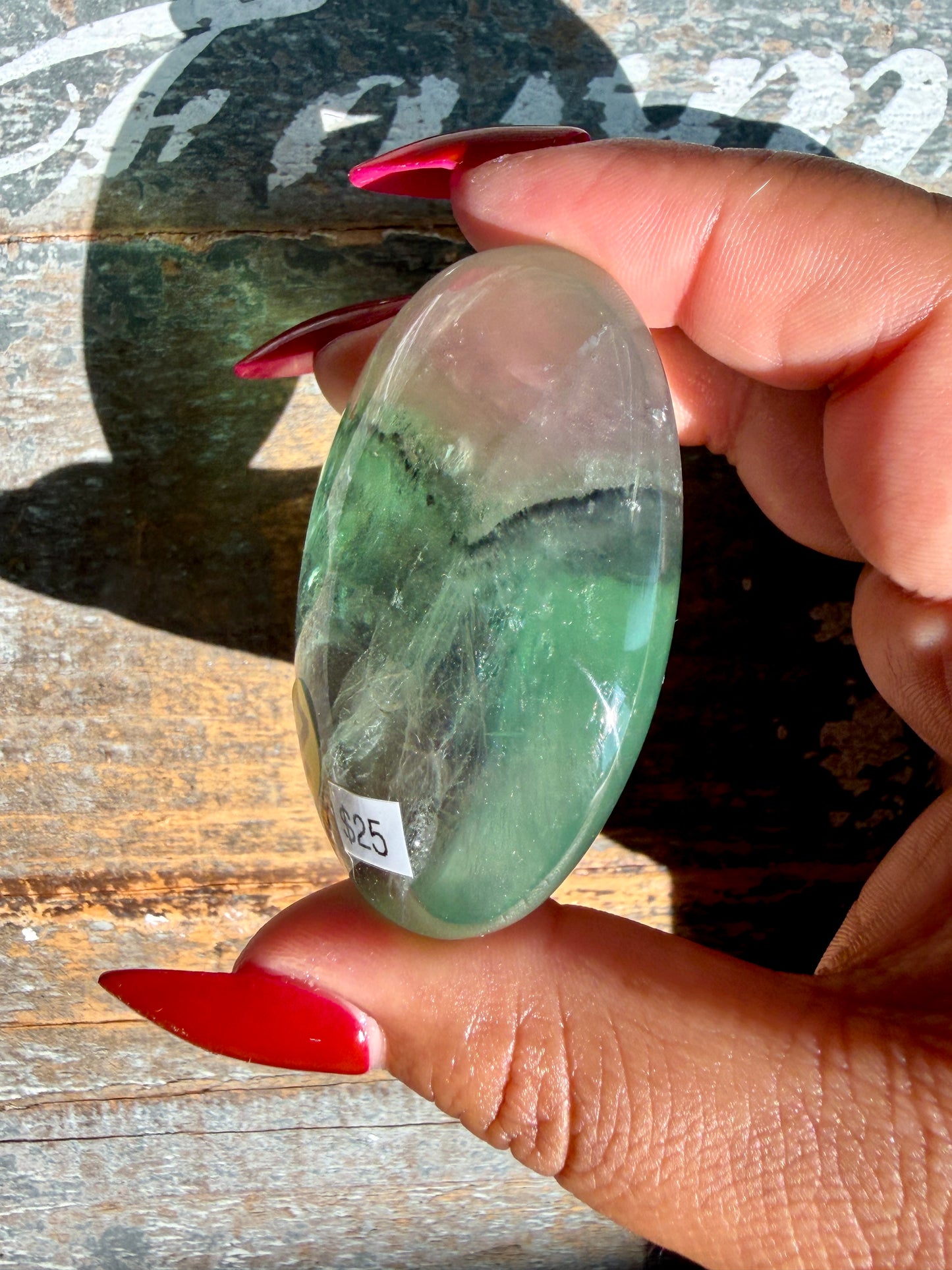 Gorgeous Rainbow Fluorite Palm Stone | Opt Z