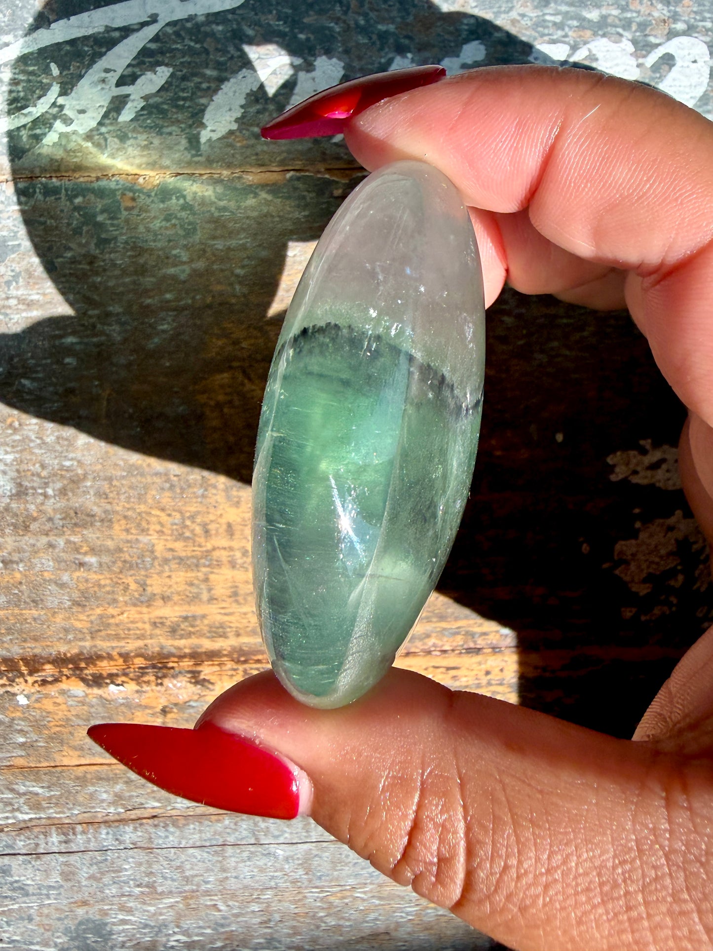 Gorgeous Rainbow Fluorite Palm Stone | Opt Z