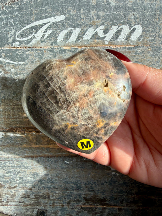 Gorgeous Black Moonstone Heart from Madagascar | Opt M