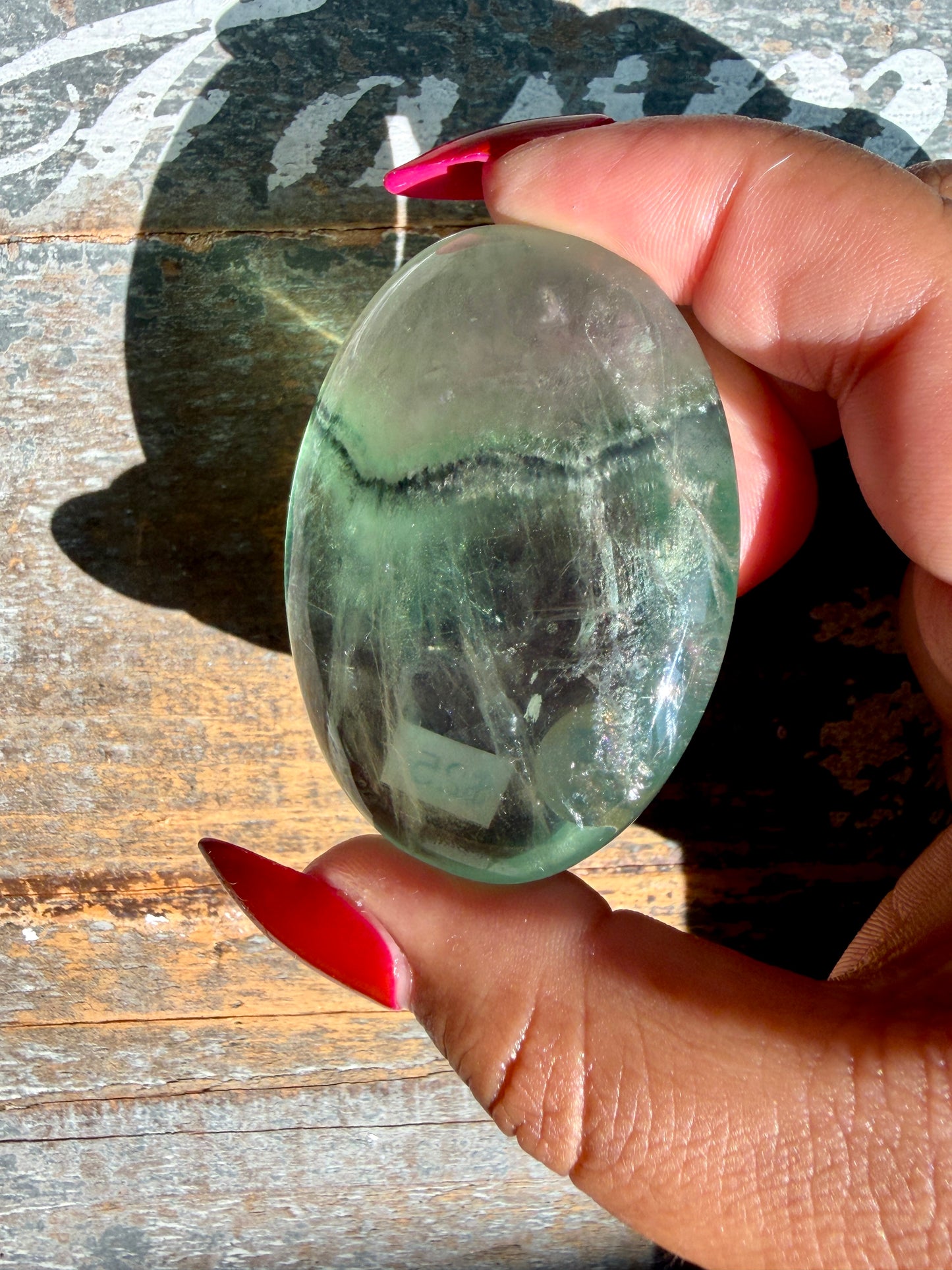 Gorgeous Rainbow Fluorite Palm Stone | Opt Z