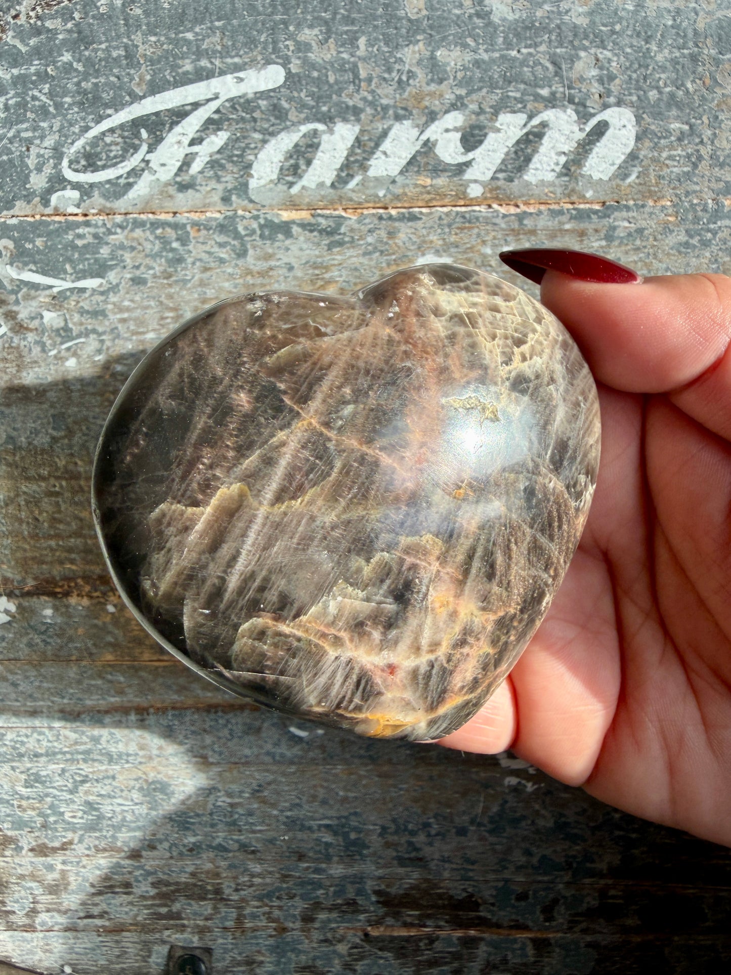 Gorgeous Black Moonstone Heart from Madagascar | Opt M