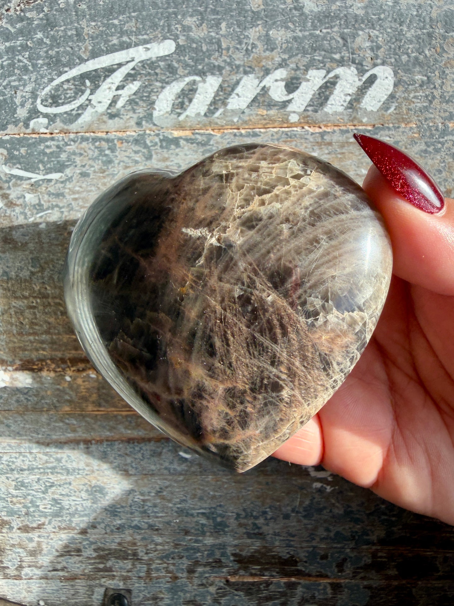 Gorgeous Black Moonstone Heart from Madagascar | Opt M