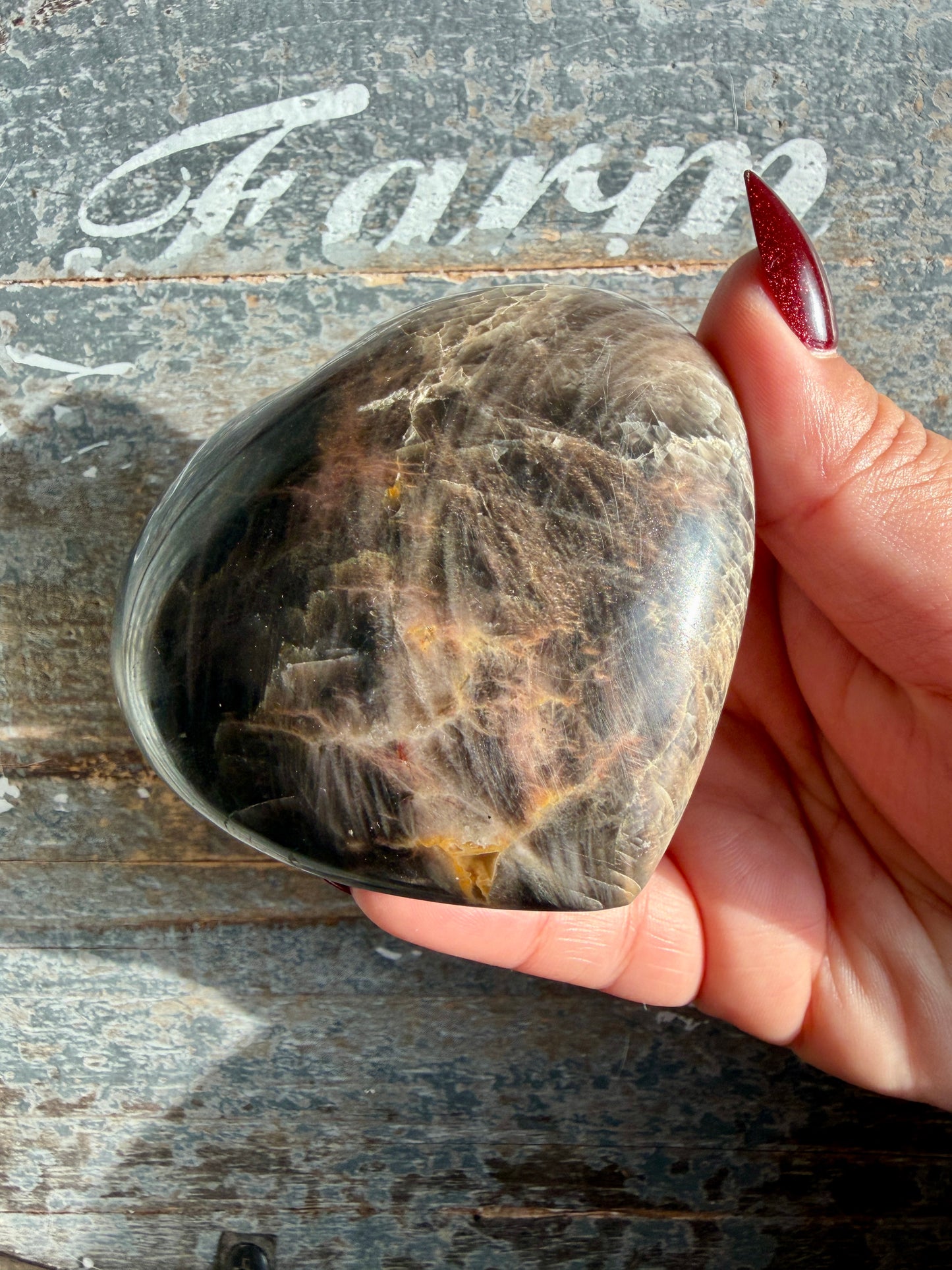 Gorgeous Black Moonstone Heart from Madagascar | Opt M