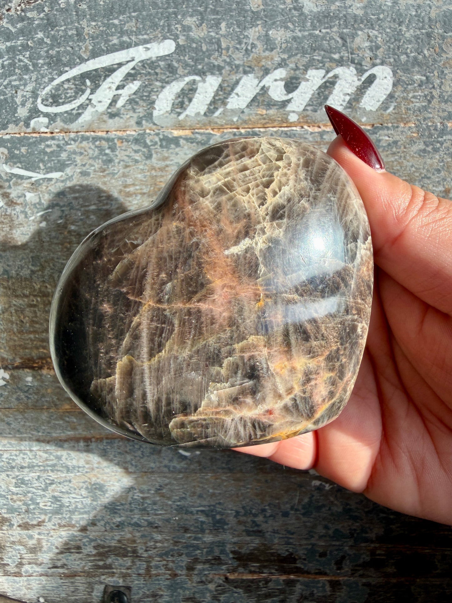 Gorgeous Black Moonstone Heart from Madagascar | Opt M