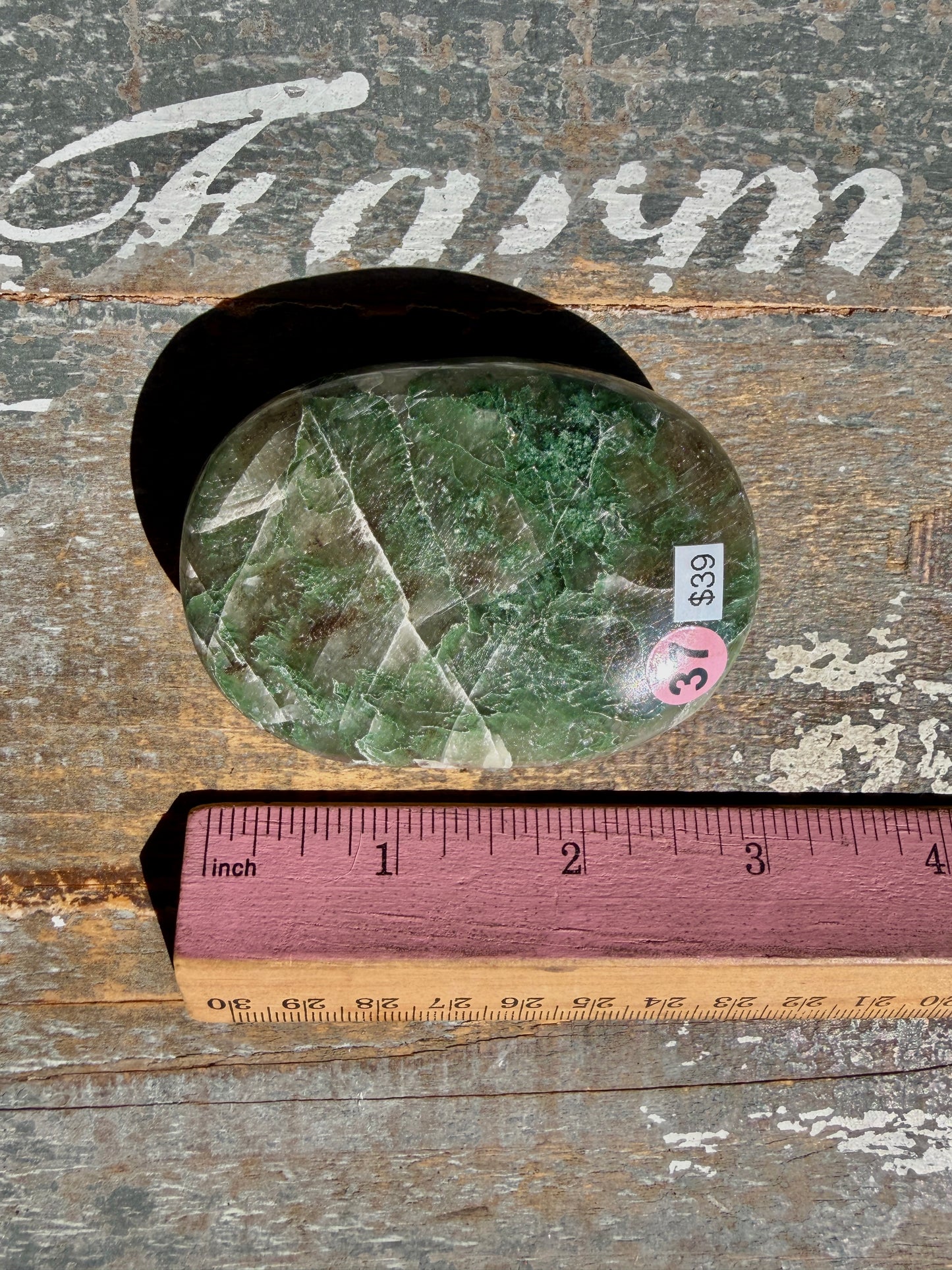 Gorgeous Optical Calcite + Moss Agate Combo Mineral Palm Stone | India | Opt 37