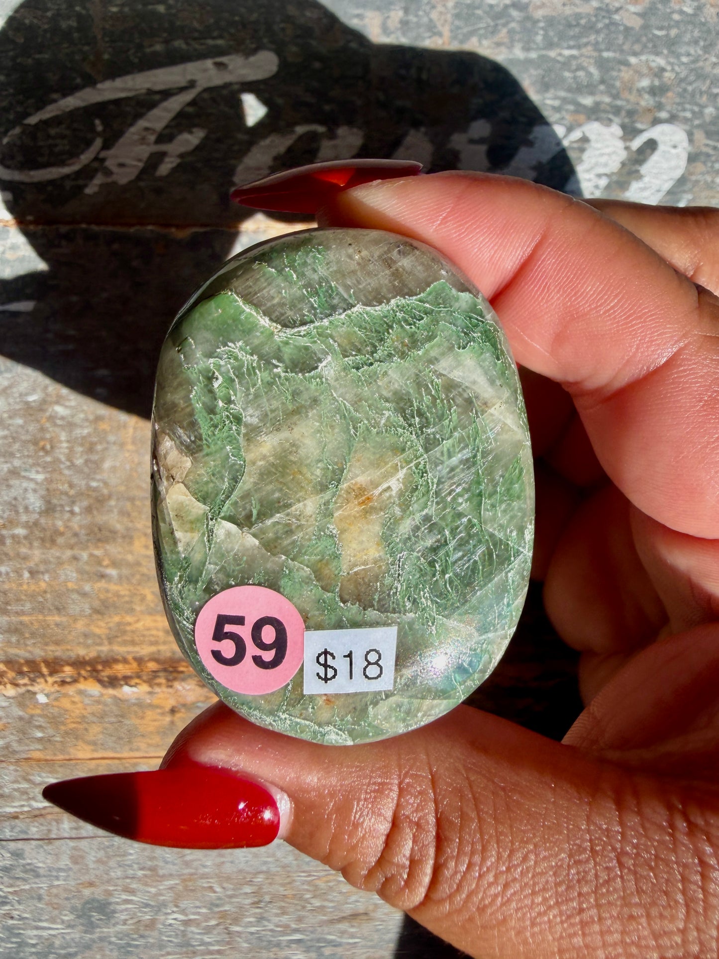 Gorgeous Optical Calcite + Moss Agate Combo Mineral Palm Stone | India | Opt 59
