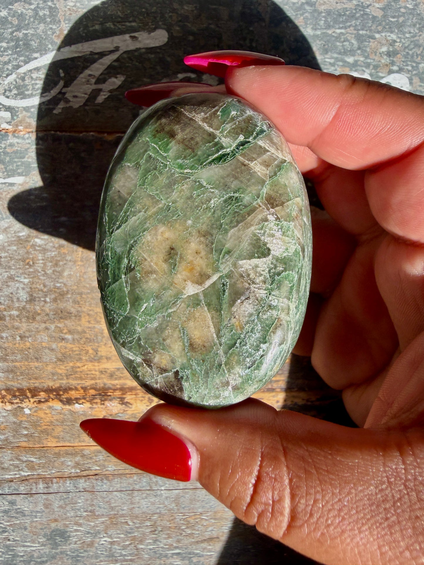 Gorgeous Optical Calcite + Moss Agate Combo Mineral Palm Stone | India | Opt 39