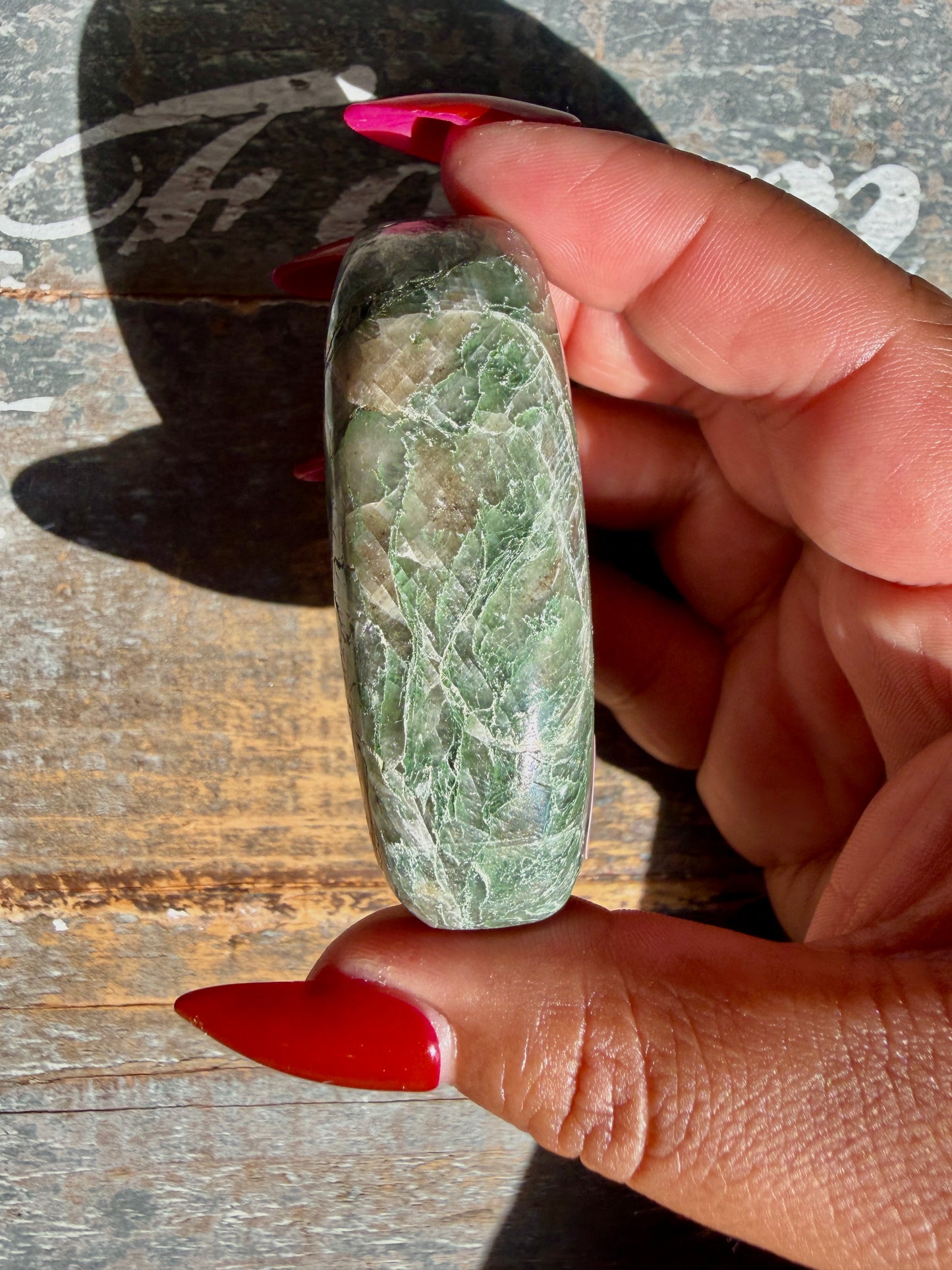 Gorgeous Optical Calcite + Moss Agate Combo Mineral Palm Stone | India | Opt 39