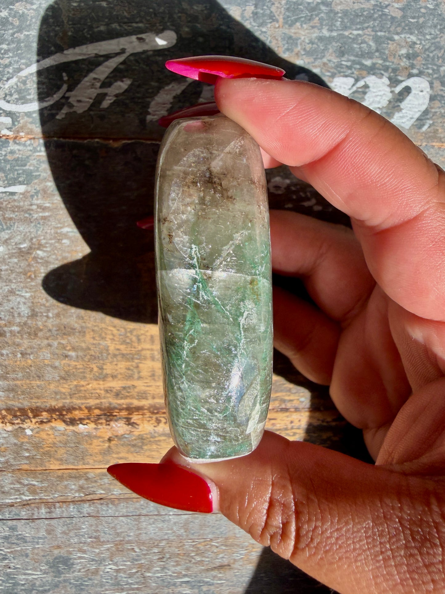 Gorgeous Optical Calcite + Moss Agate Combo Mineral Palm Stone | India | Opt 38
