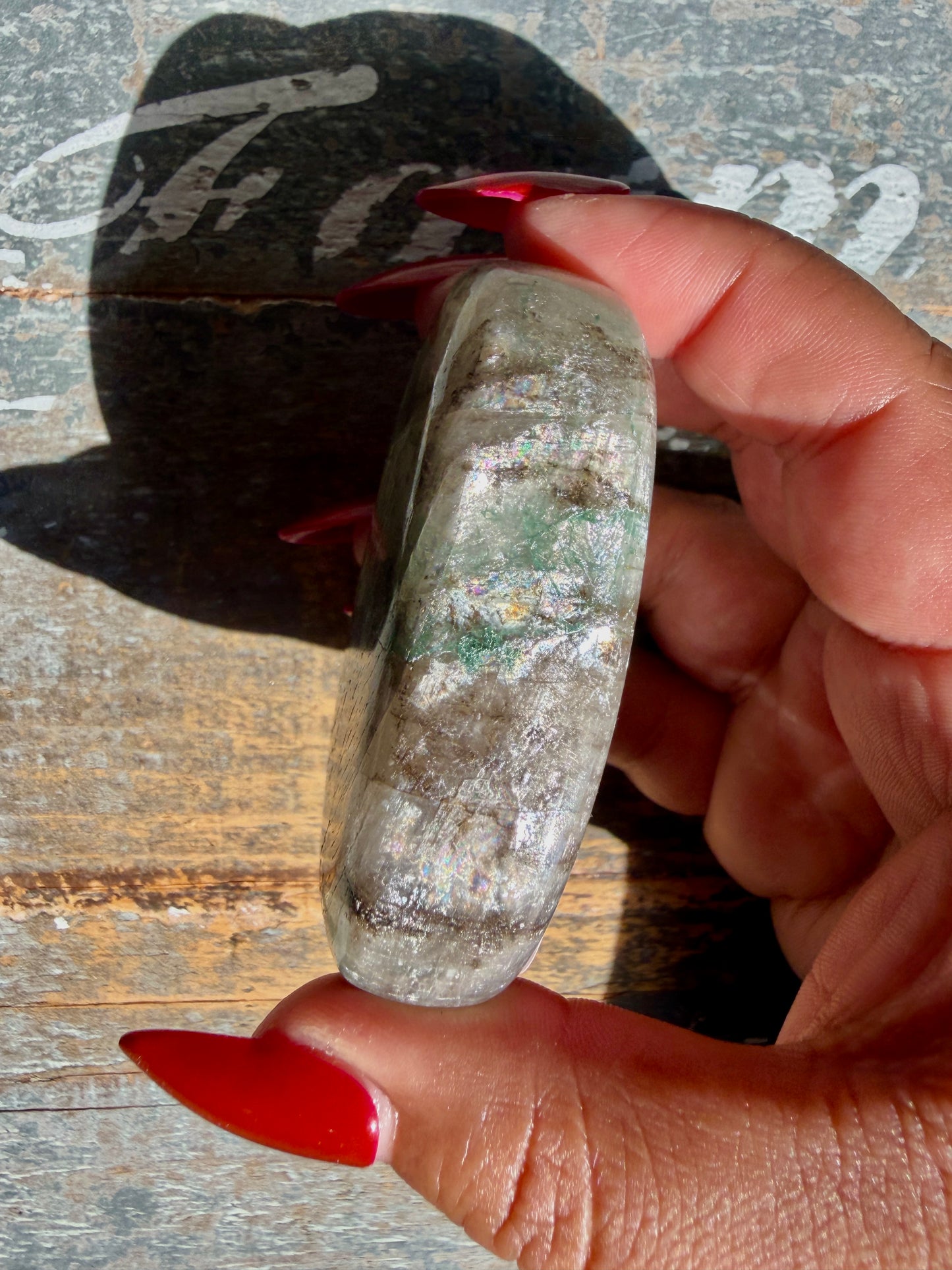 Gorgeous Optical Calcite + Moss Agate Combo Mineral Palm Stone | India | Opt 38