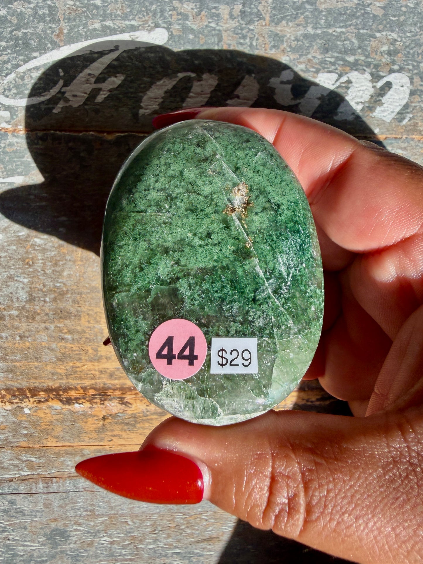 Gorgeous Optical Calcite + Moss Agate Combo Mineral Palm Stone | India | Opt 44