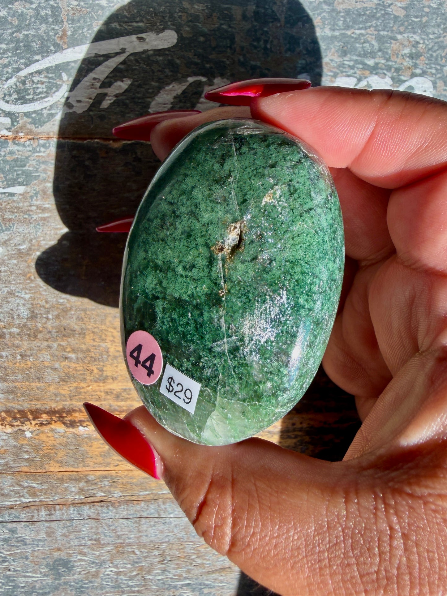 Gorgeous Optical Calcite + Moss Agate Combo Mineral Palm Stone | India | Opt 44