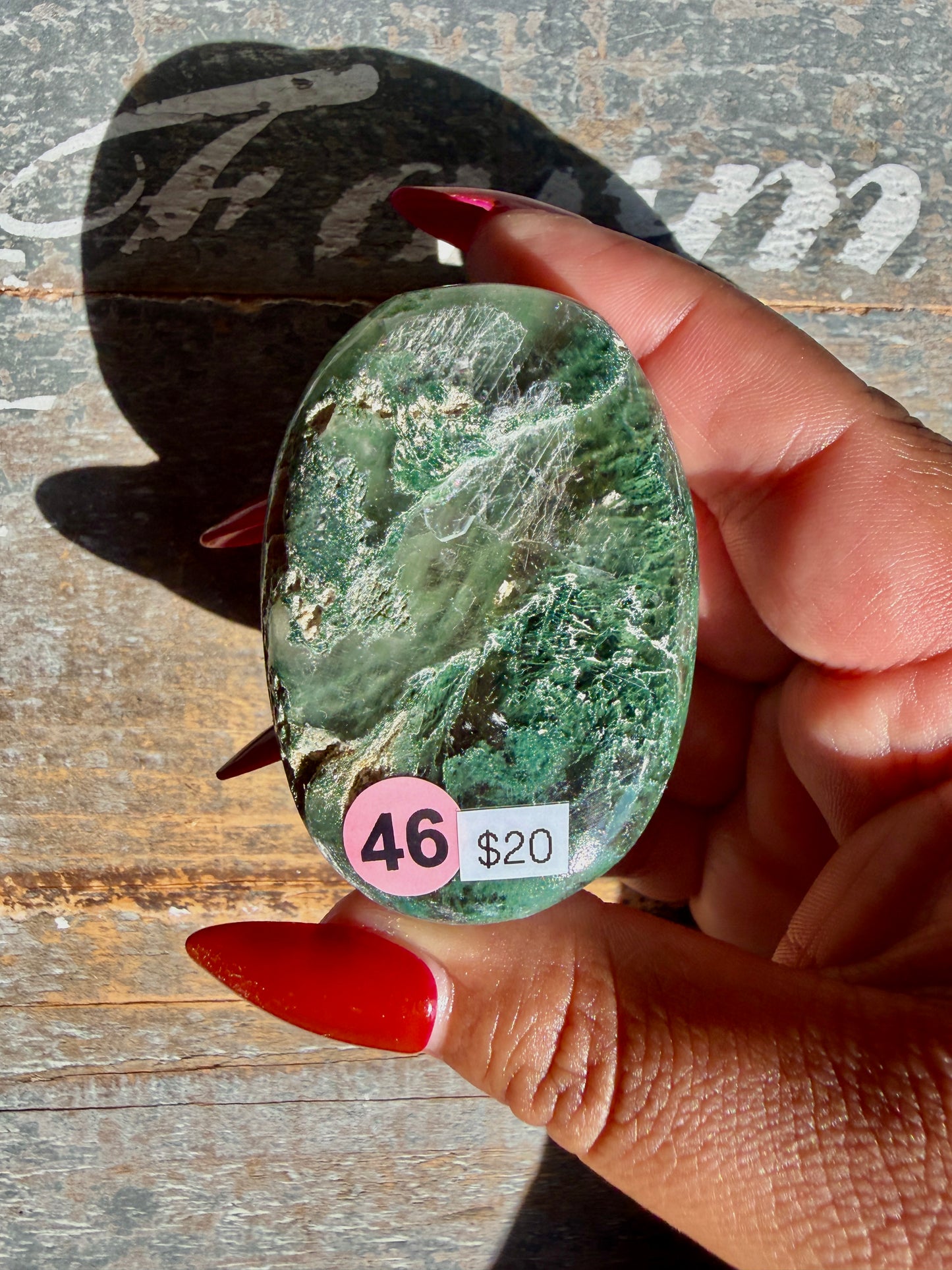 Gorgeous Optical Calcite + Moss Agate Combo Mineral Palm Stone | India | Opt 46
