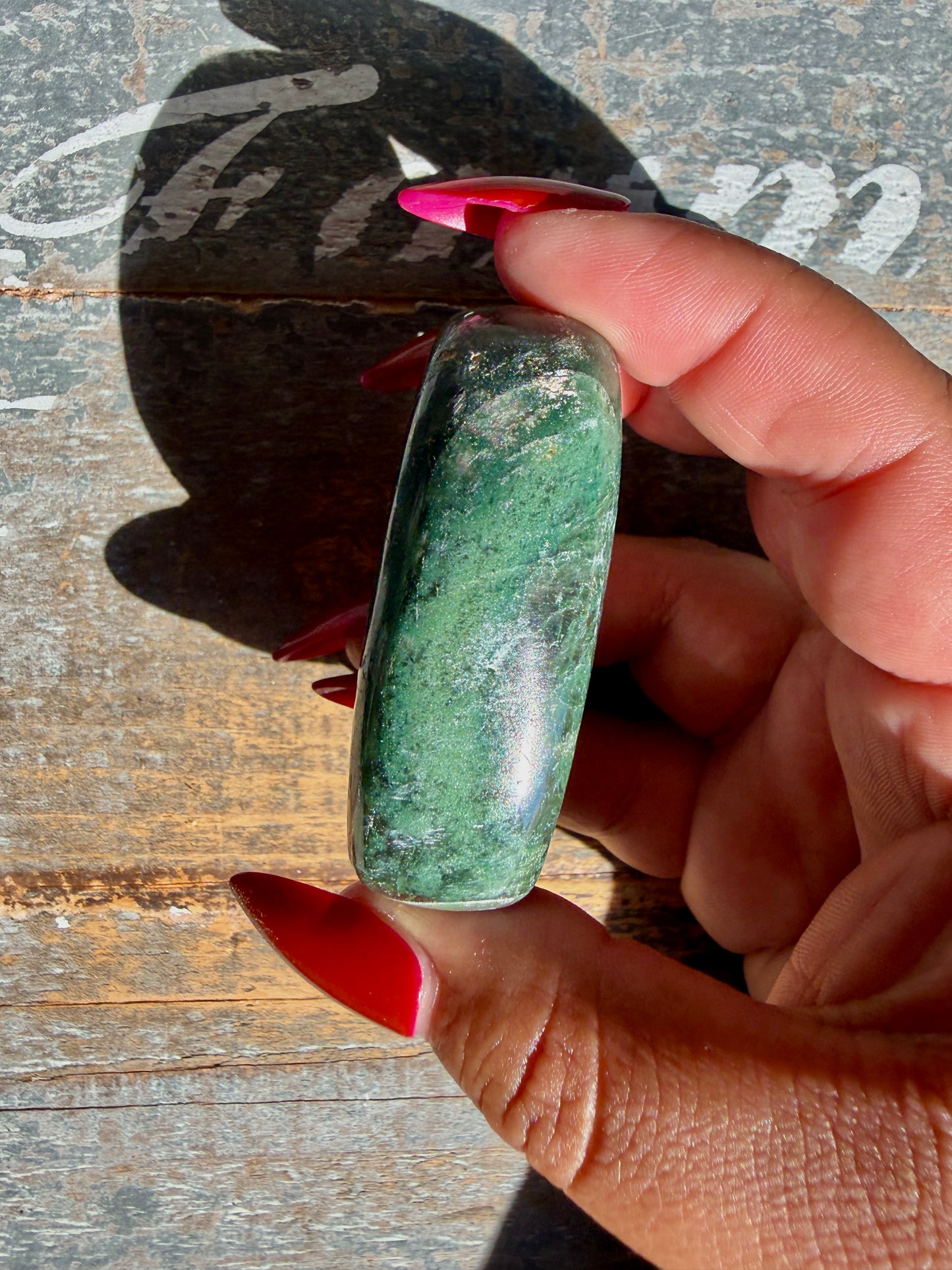 Gorgeous Optical Calcite + Moss Agate Combo Mineral Palm Stone | India | Opt 46