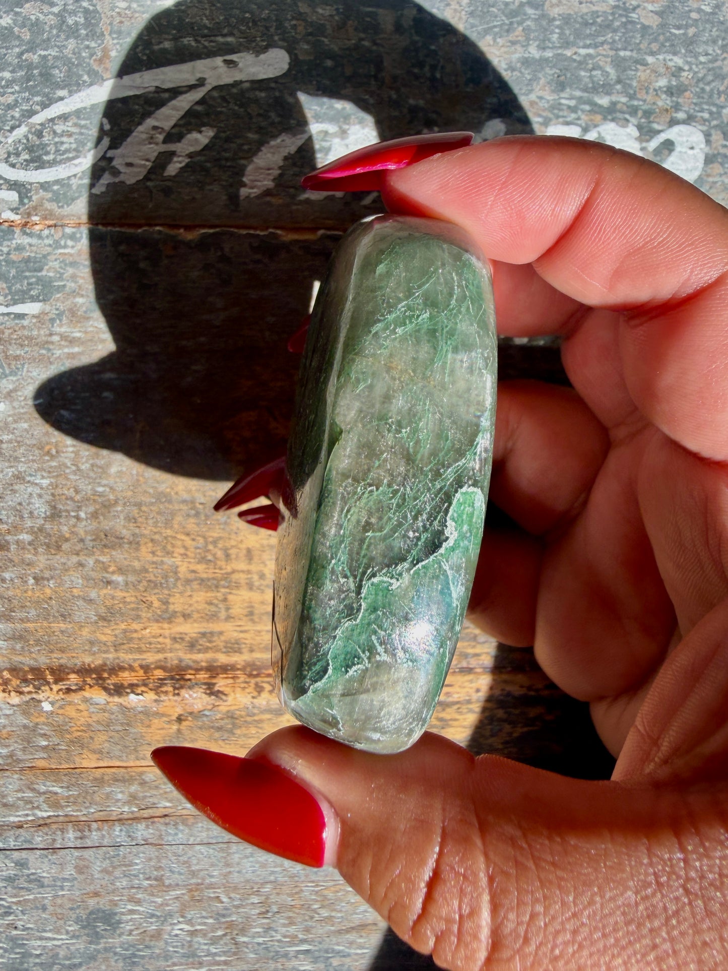 Gorgeous Optical Calcite + Moss Agate Combo Mineral Palm Stone | India | Opt 45