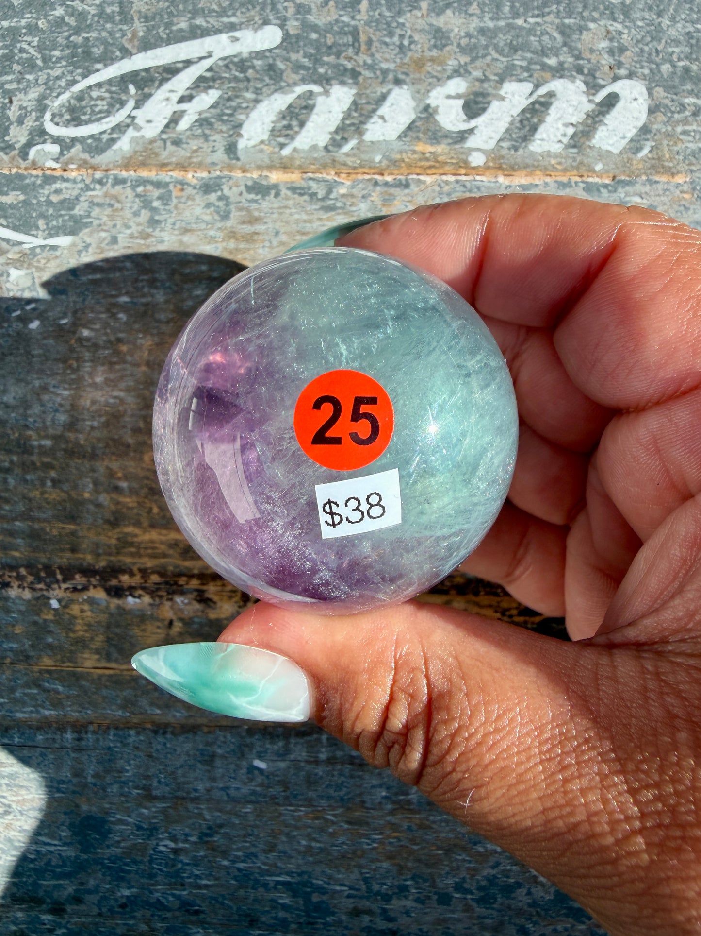 Gorgeous Stormy Water Fluorite Sphere | Opt 25