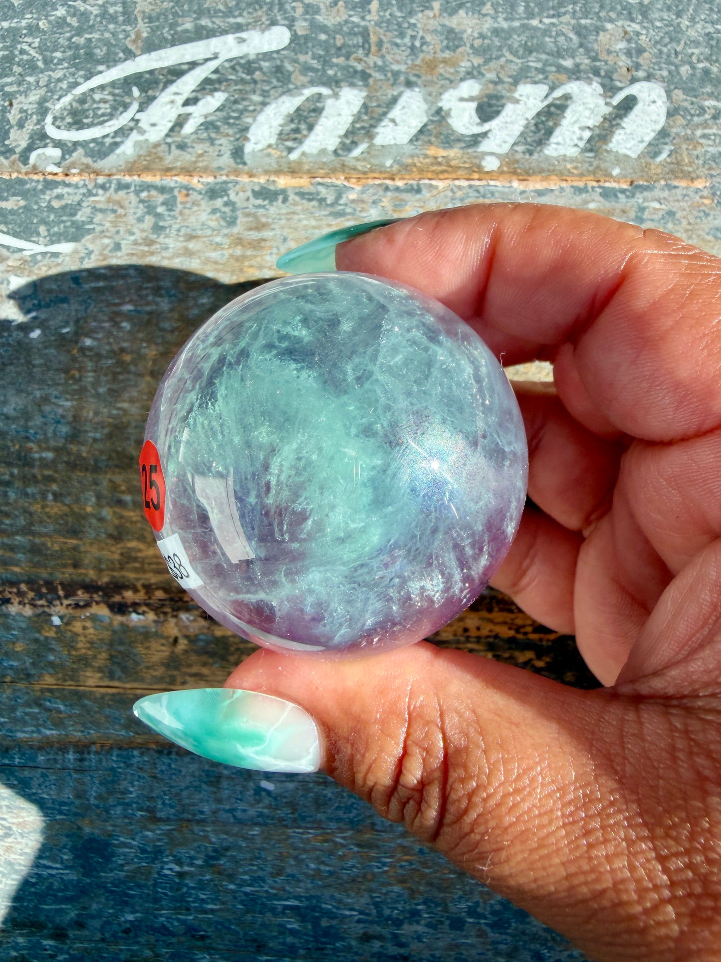 Gorgeous Stormy Water Fluorite Sphere | Opt 25