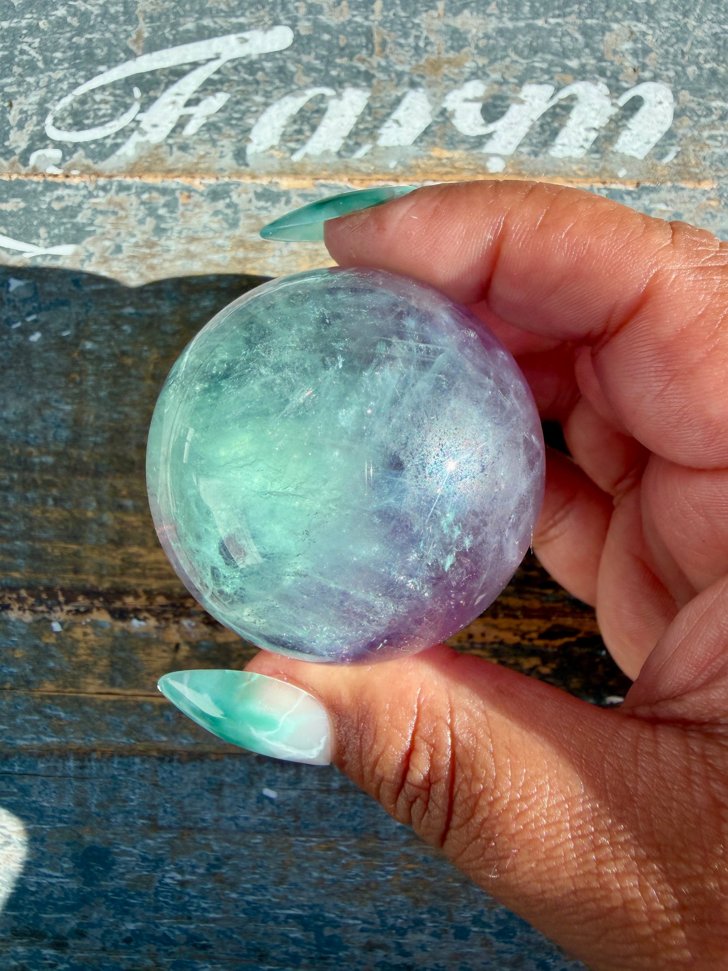 Gorgeous Stormy Water Fluorite Sphere | Opt 25