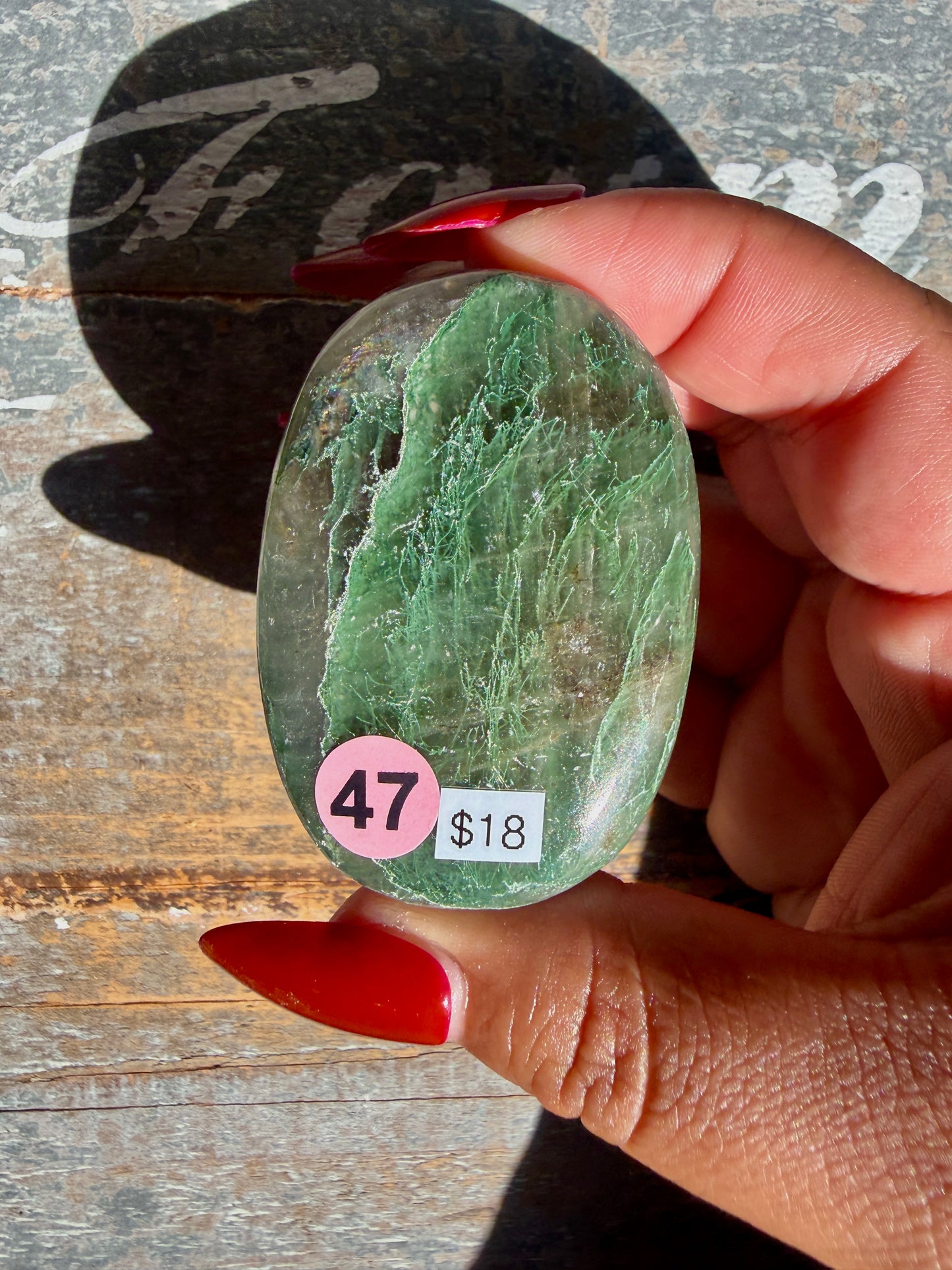 Gorgeous Optical Calcite + Moss Agate Combo Mineral Palm Stone | India | Opt 47