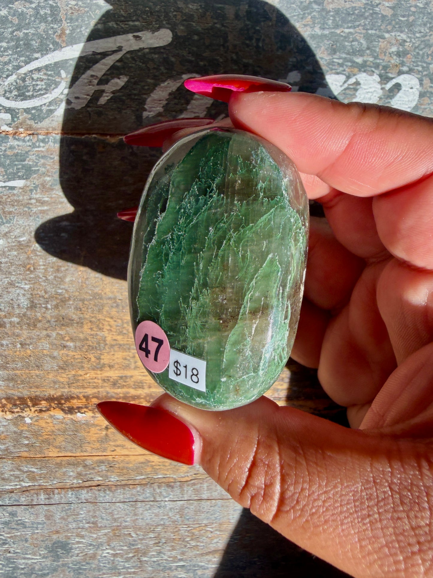 Gorgeous Optical Calcite + Moss Agate Combo Mineral Palm Stone | India | Opt 47