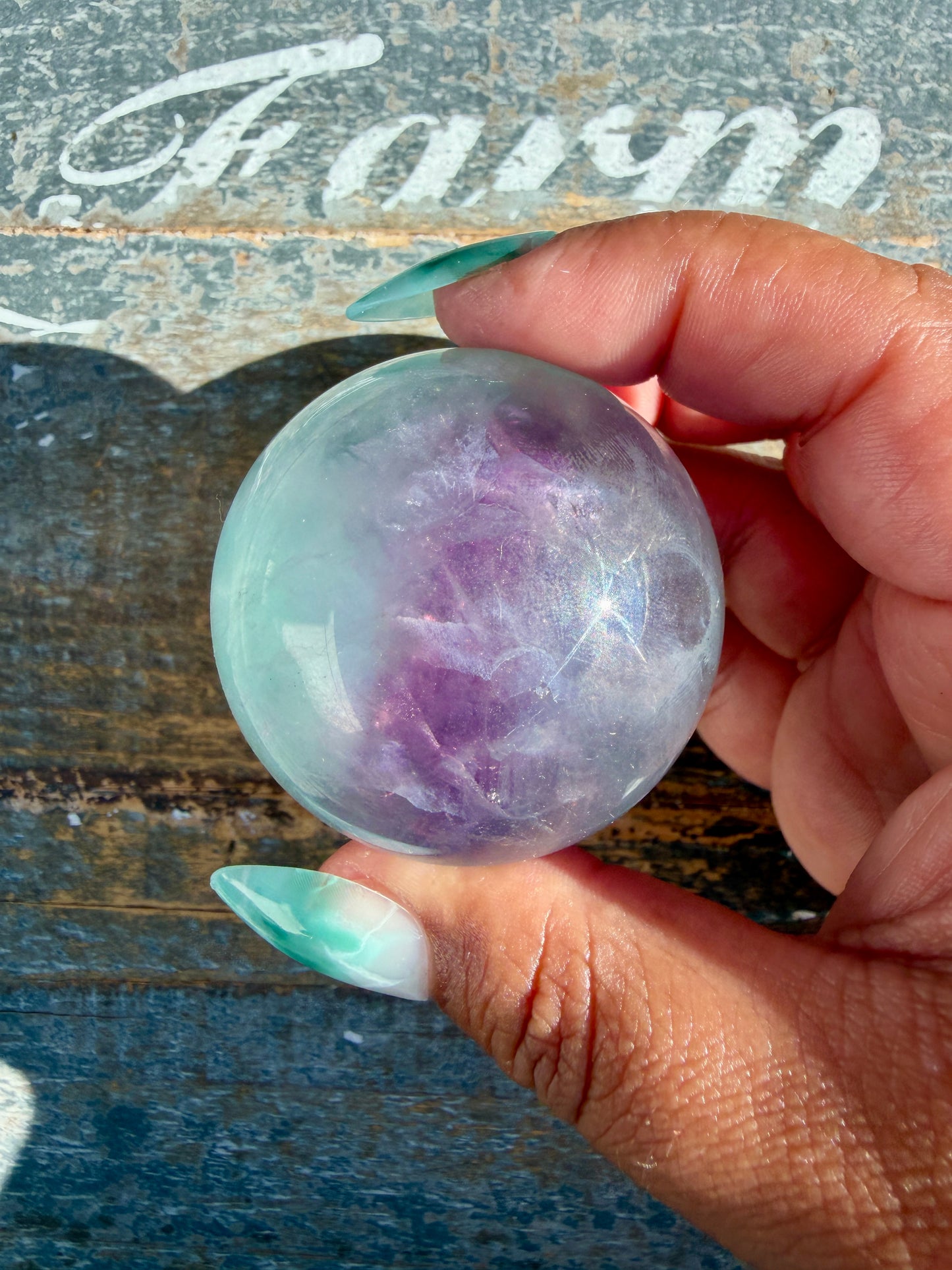 Gorgeous Stormy Water Fluorite Sphere | Opt 25