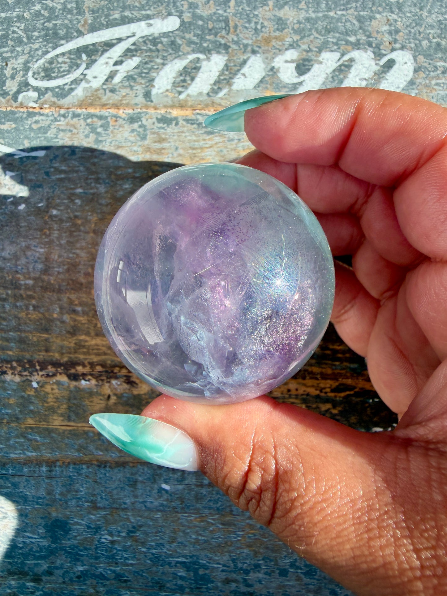 Gorgeous Stormy Water Fluorite Sphere | Opt 25