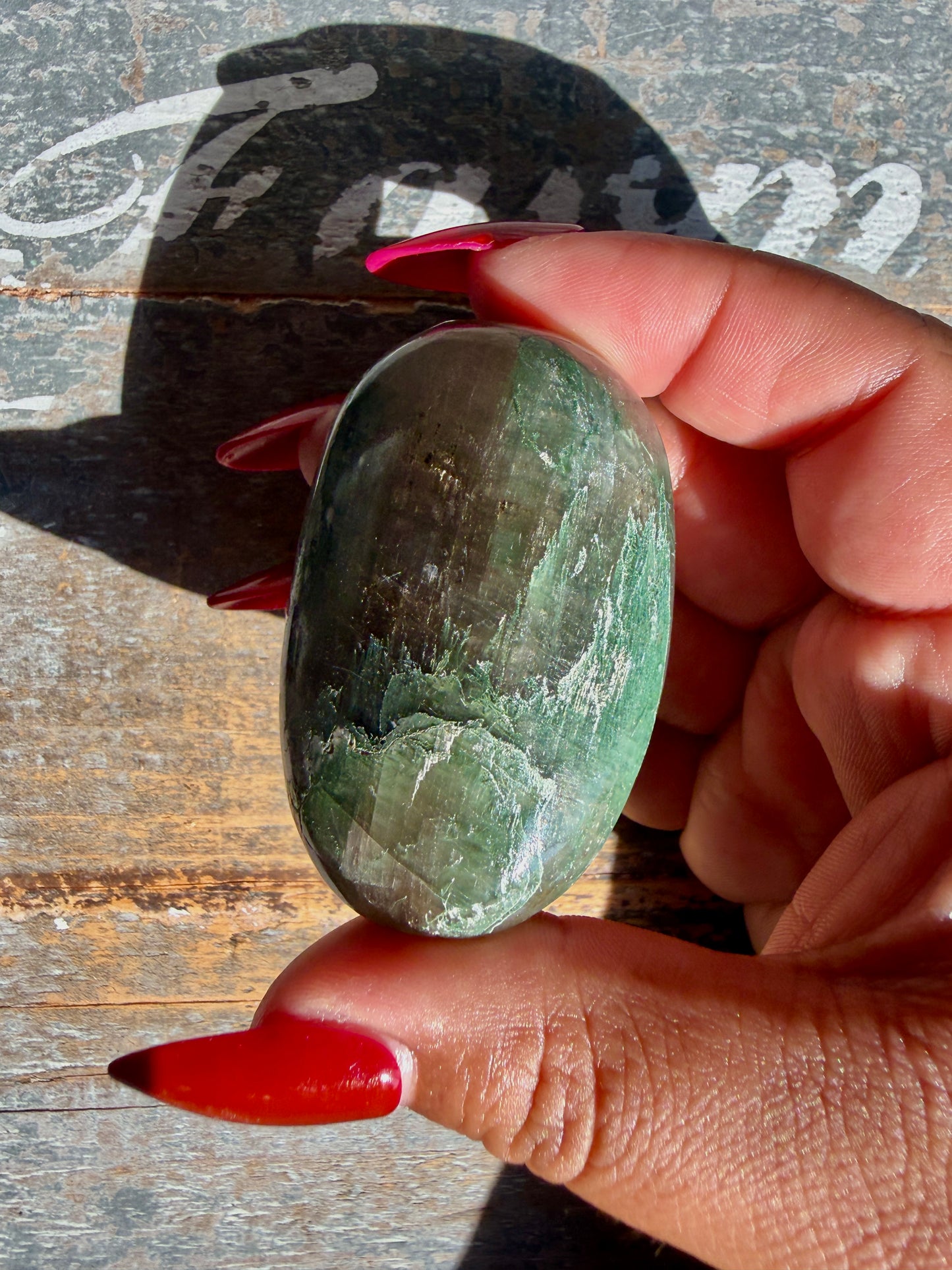 Gorgeous Optical Calcite + Moss Agate Combo Mineral Palm Stone | India | Opt 47