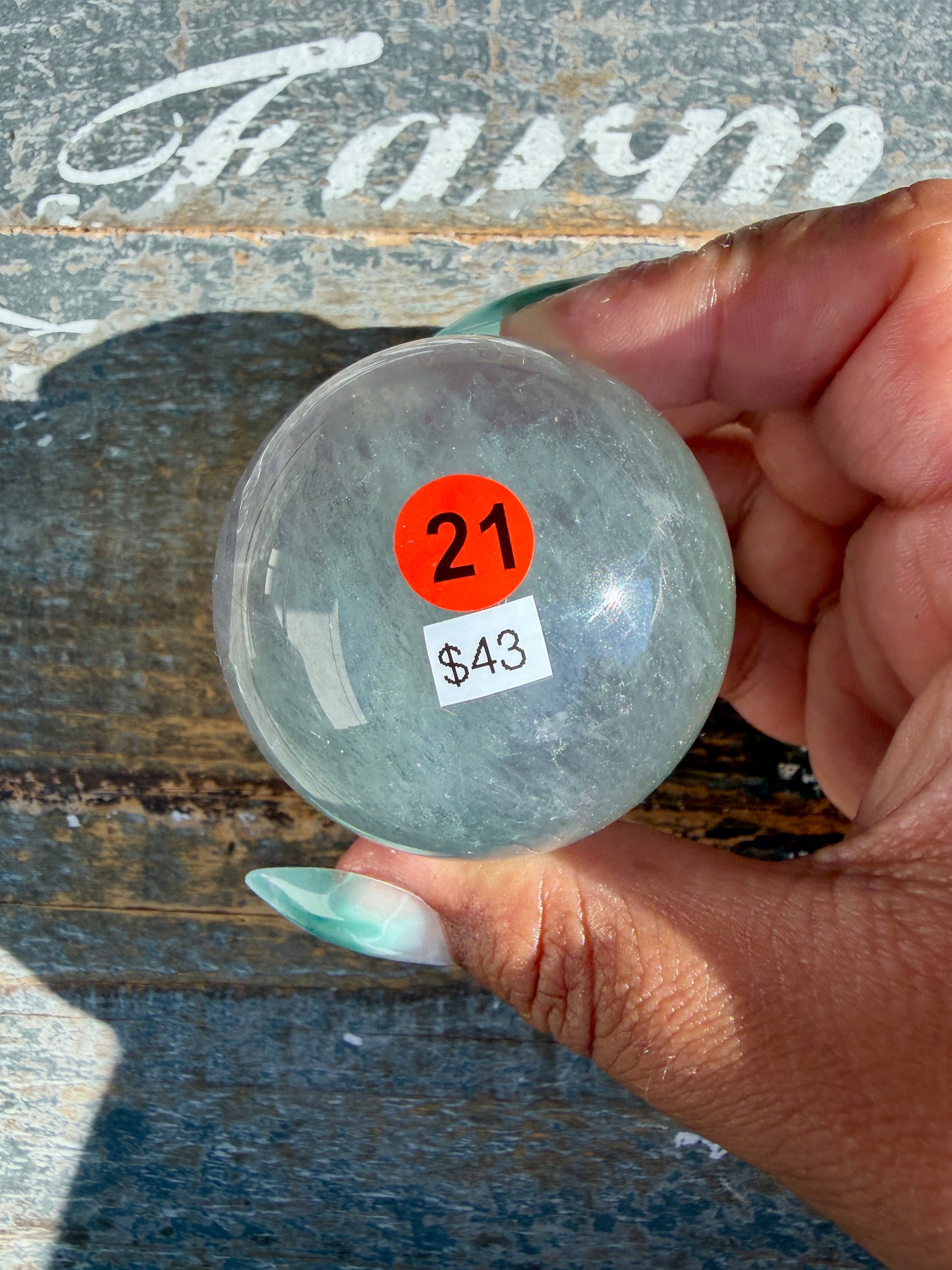 Gorgeous Stormy Water Fluorite Sphere | Opt 21