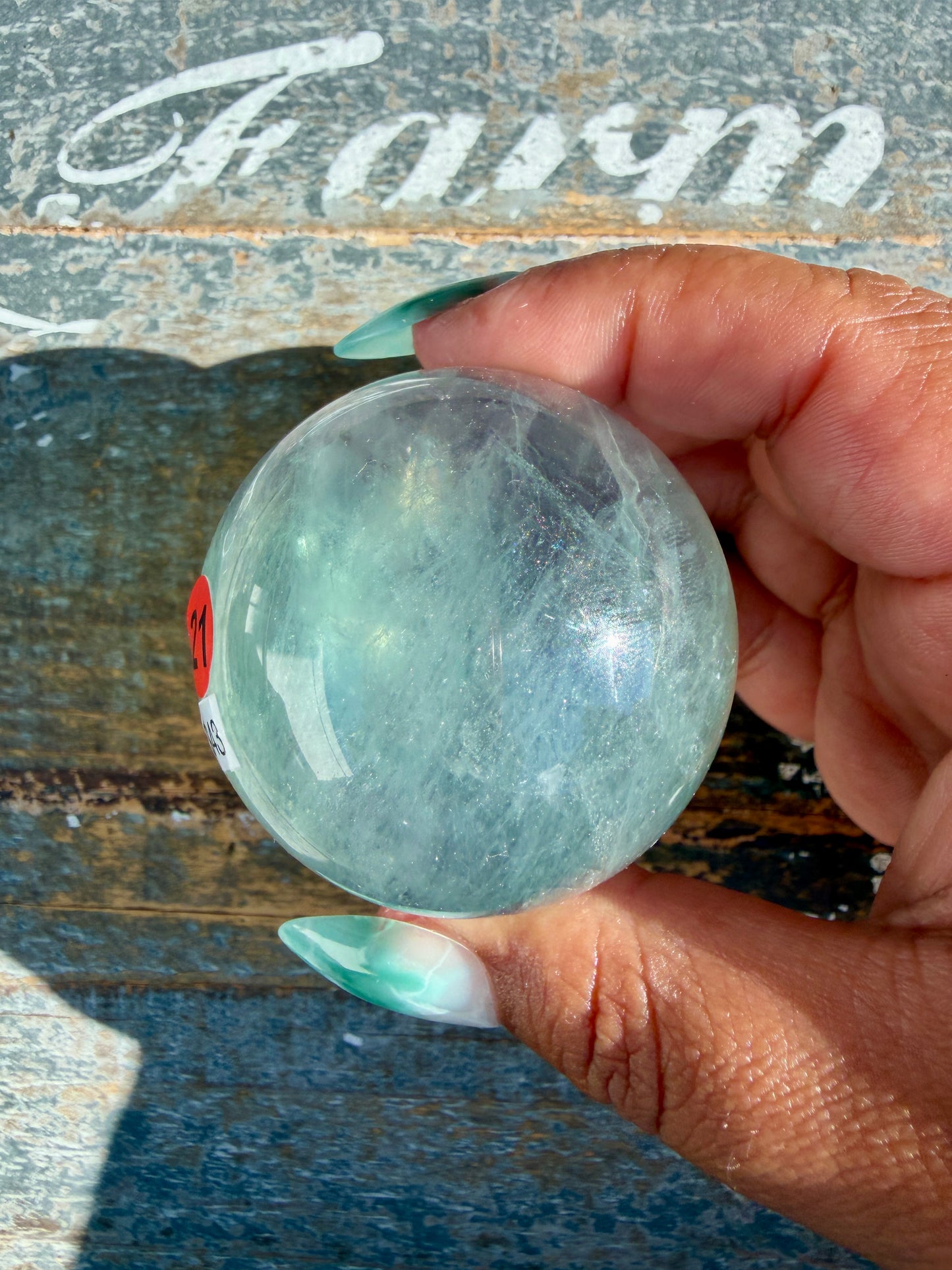 Gorgeous Stormy Water Fluorite Sphere | Opt 21