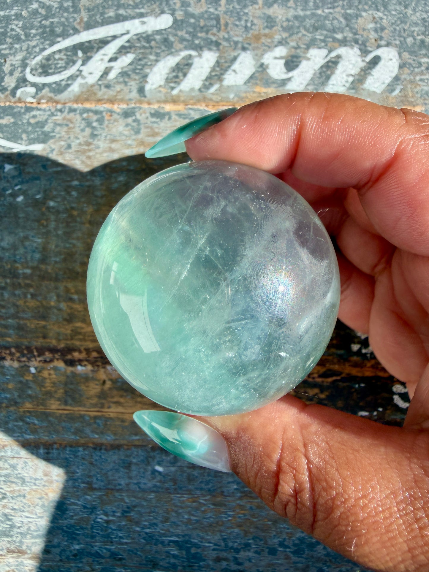 Gorgeous Stormy Water Fluorite Sphere | Opt 21