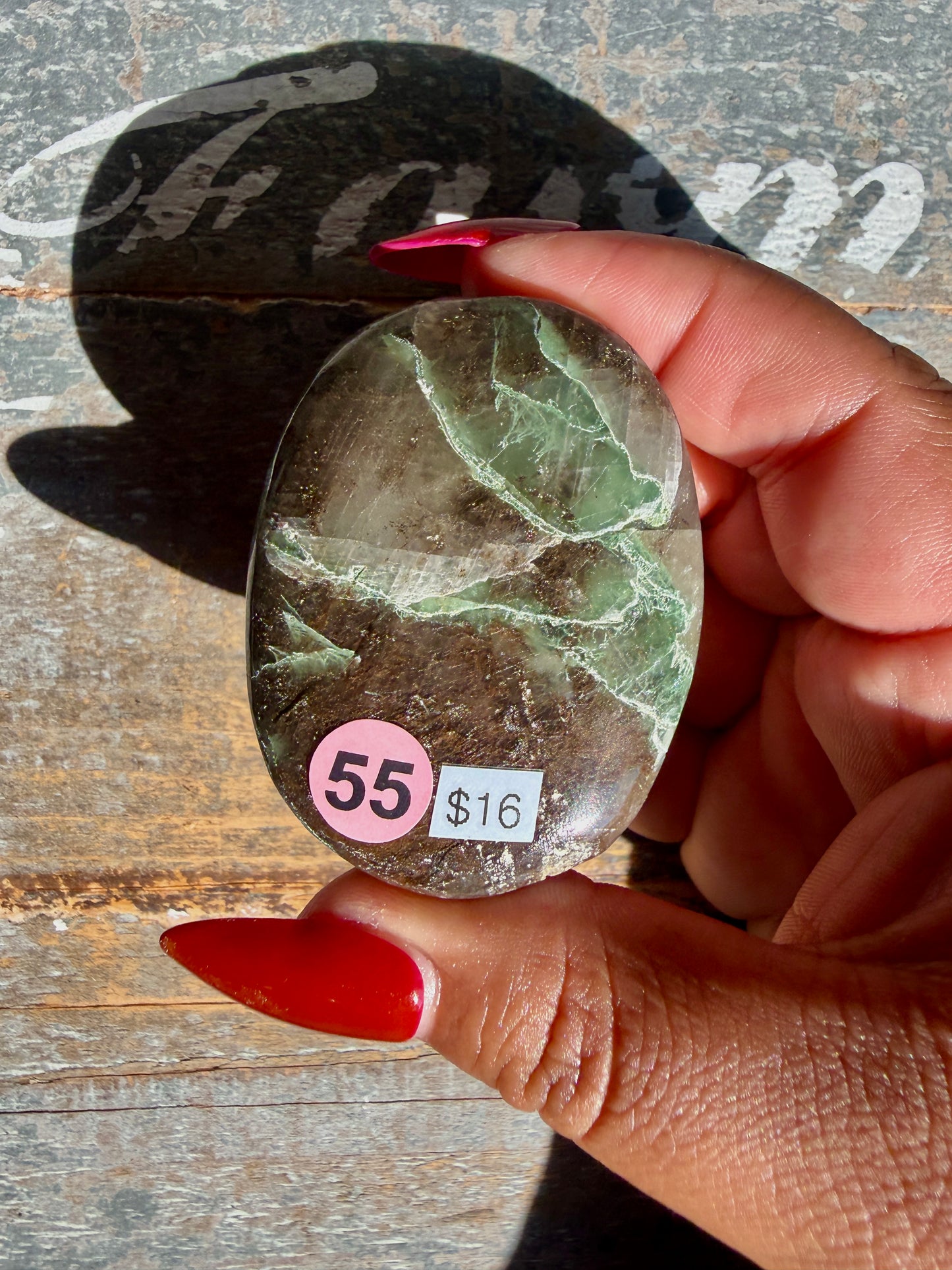 Gorgeous Optical Calcite + Moss Agate Combo Mineral Palm Stone | India | Opt 55