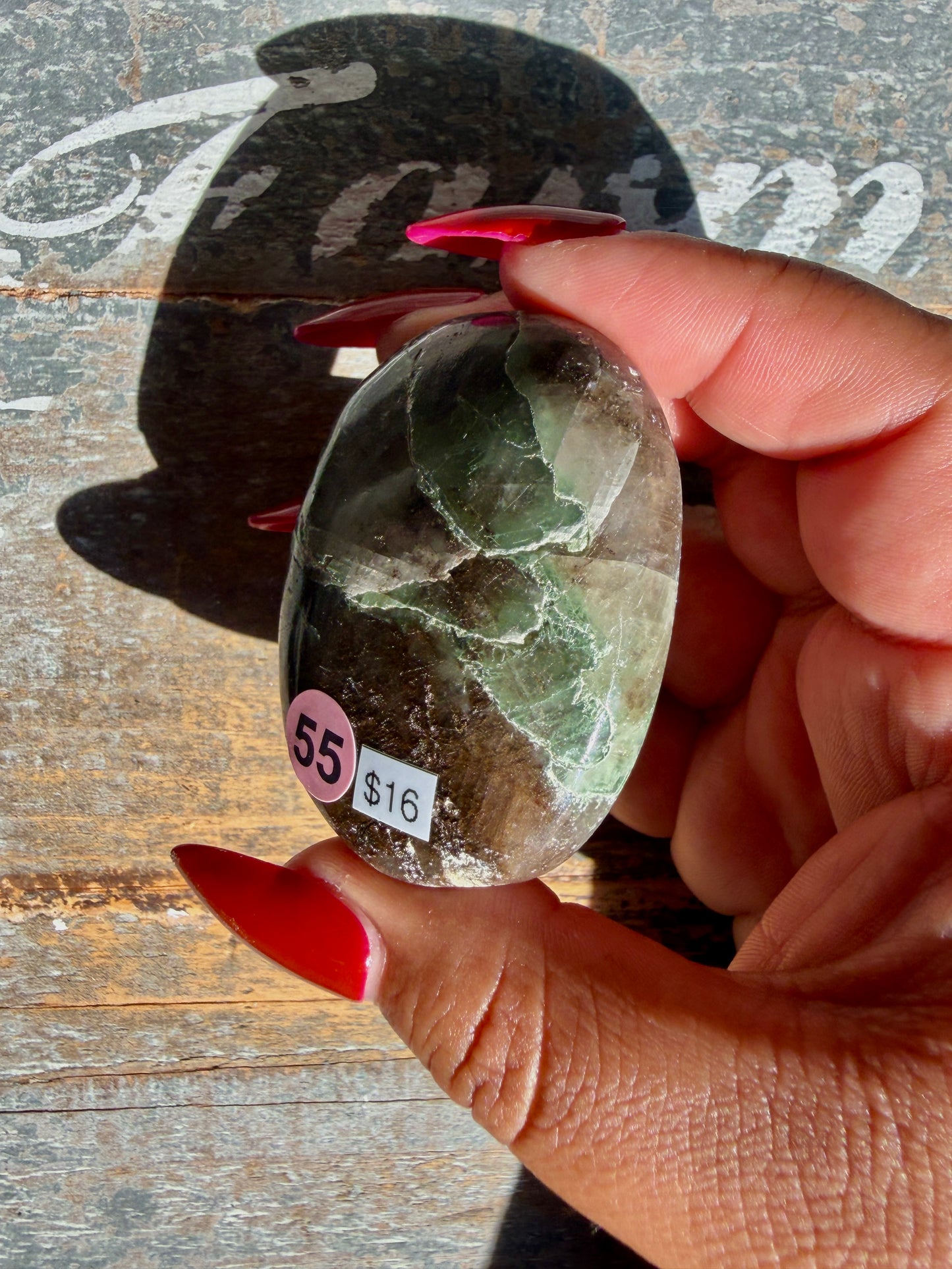 Gorgeous Optical Calcite + Moss Agate Combo Mineral Palm Stone | India | Opt 55