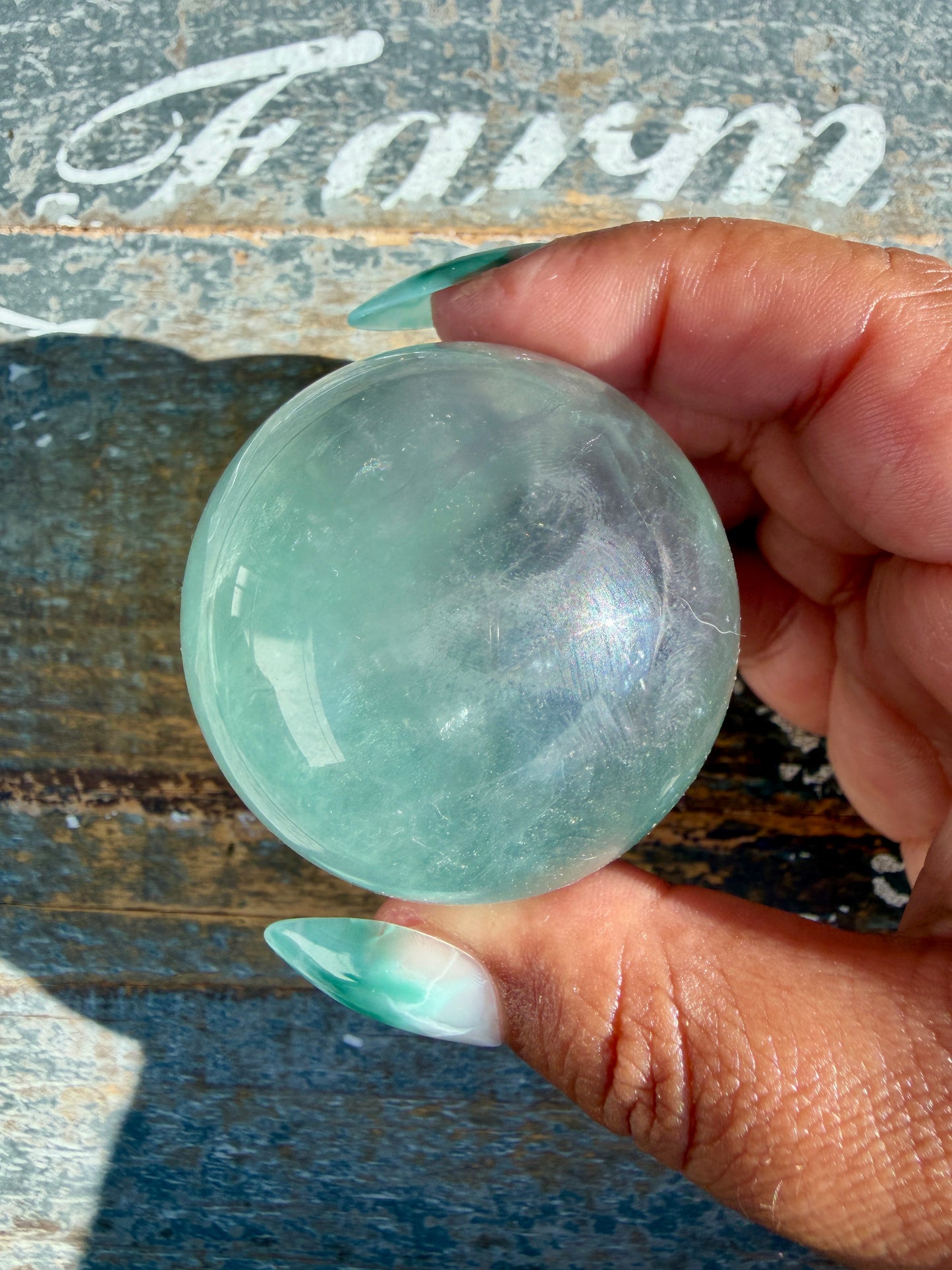 Gorgeous Stormy Water Fluorite Sphere | Opt 21