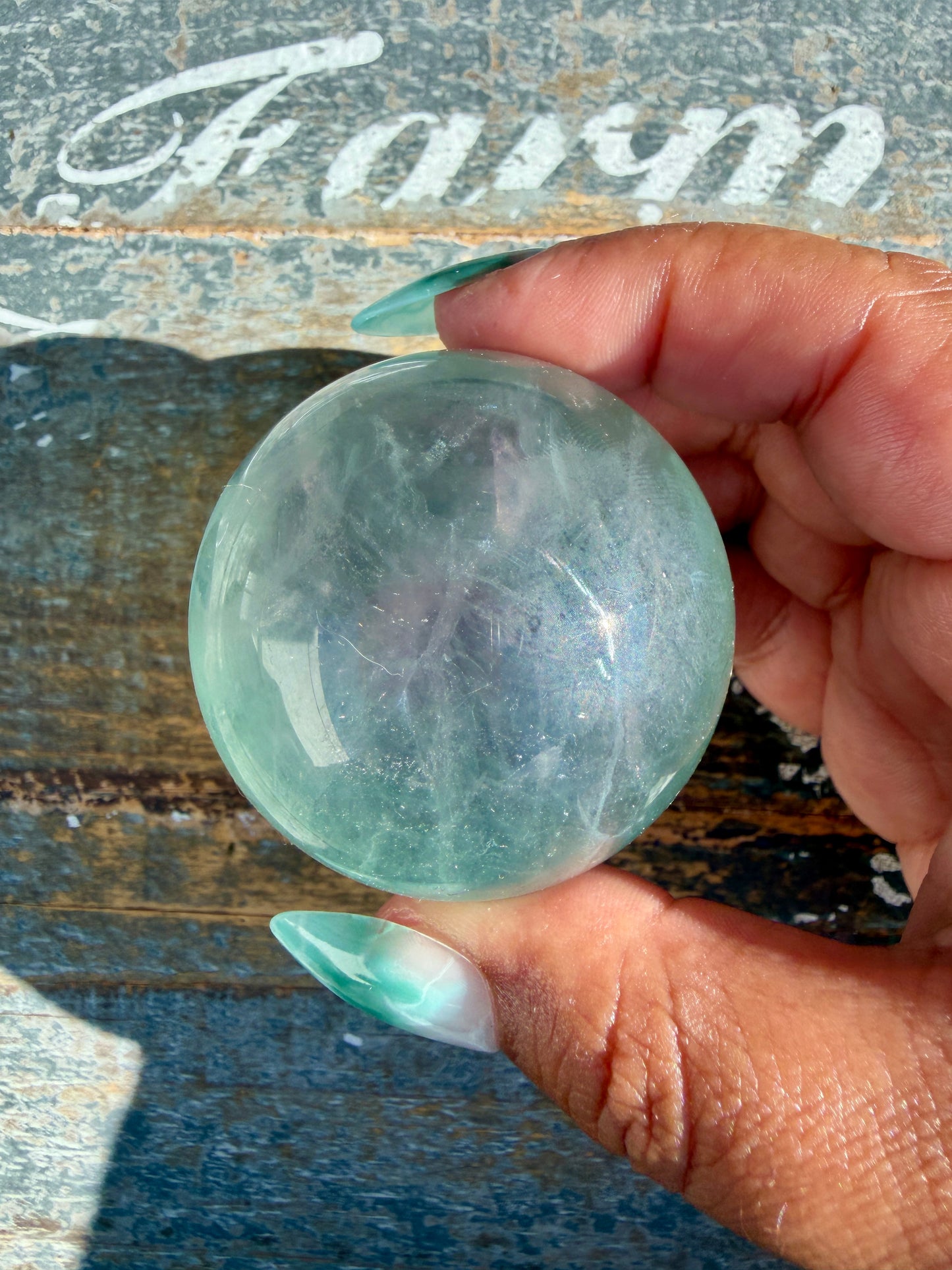 Gorgeous Stormy Water Fluorite Sphere | Opt 21