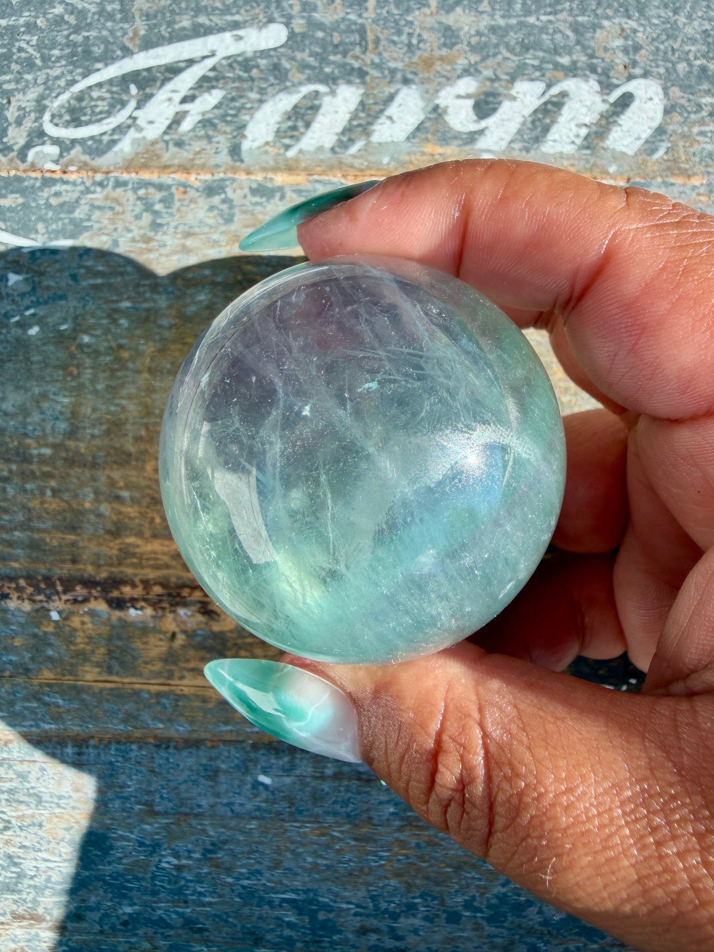 Gorgeous Stormy Water Fluorite Sphere | Opt 21